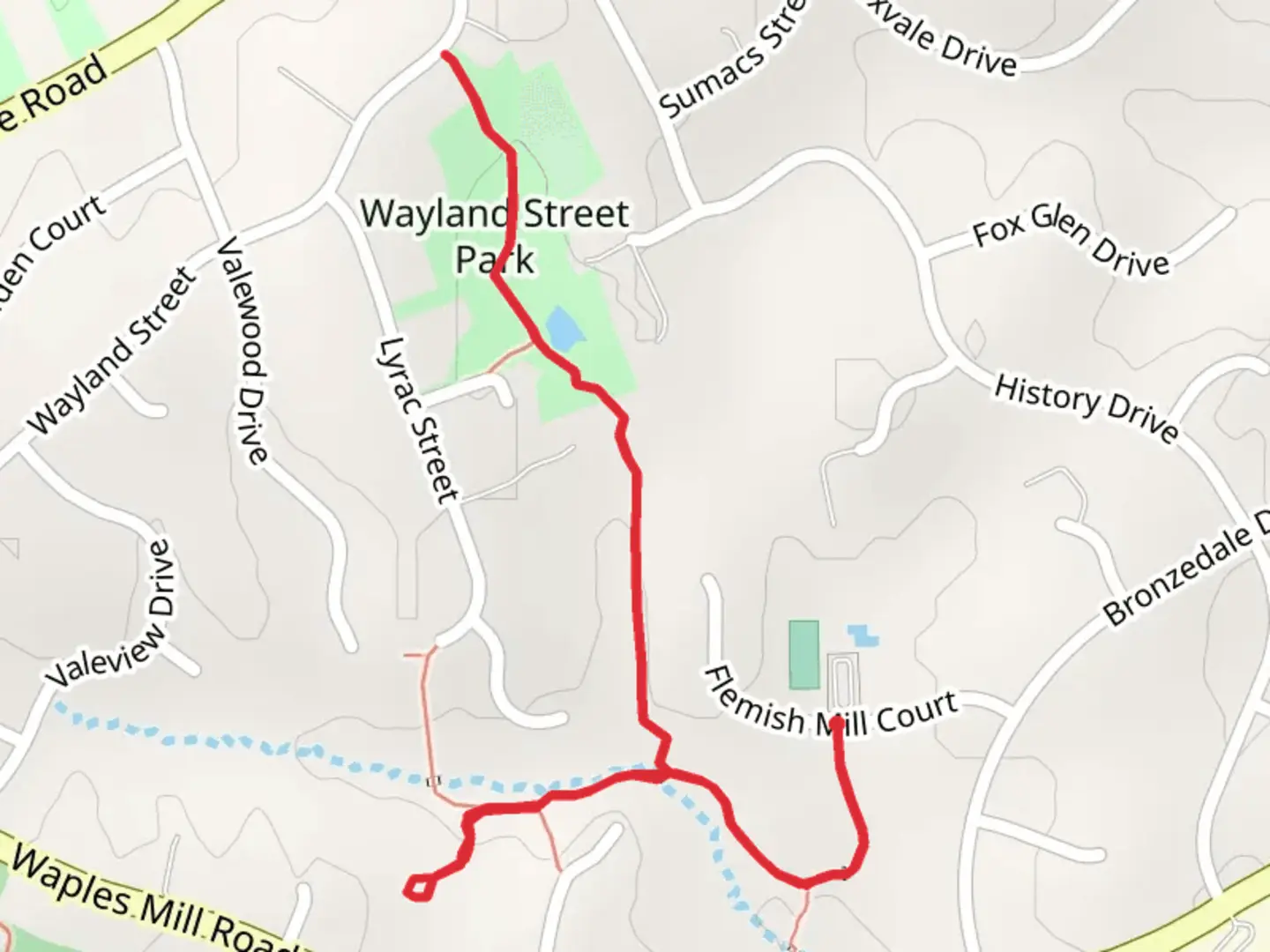 An image depicting the trail Wayland Street Park Walk and its surrounding area.