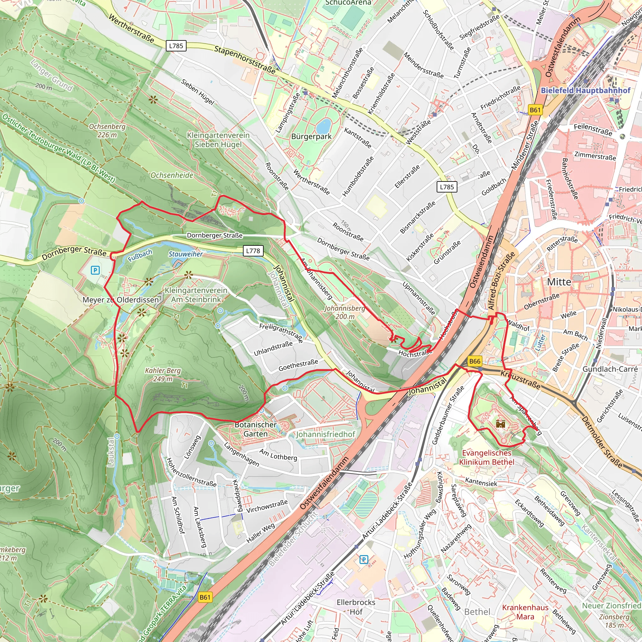 Von Burg zu Berg and Huegelland Weg mobile static map