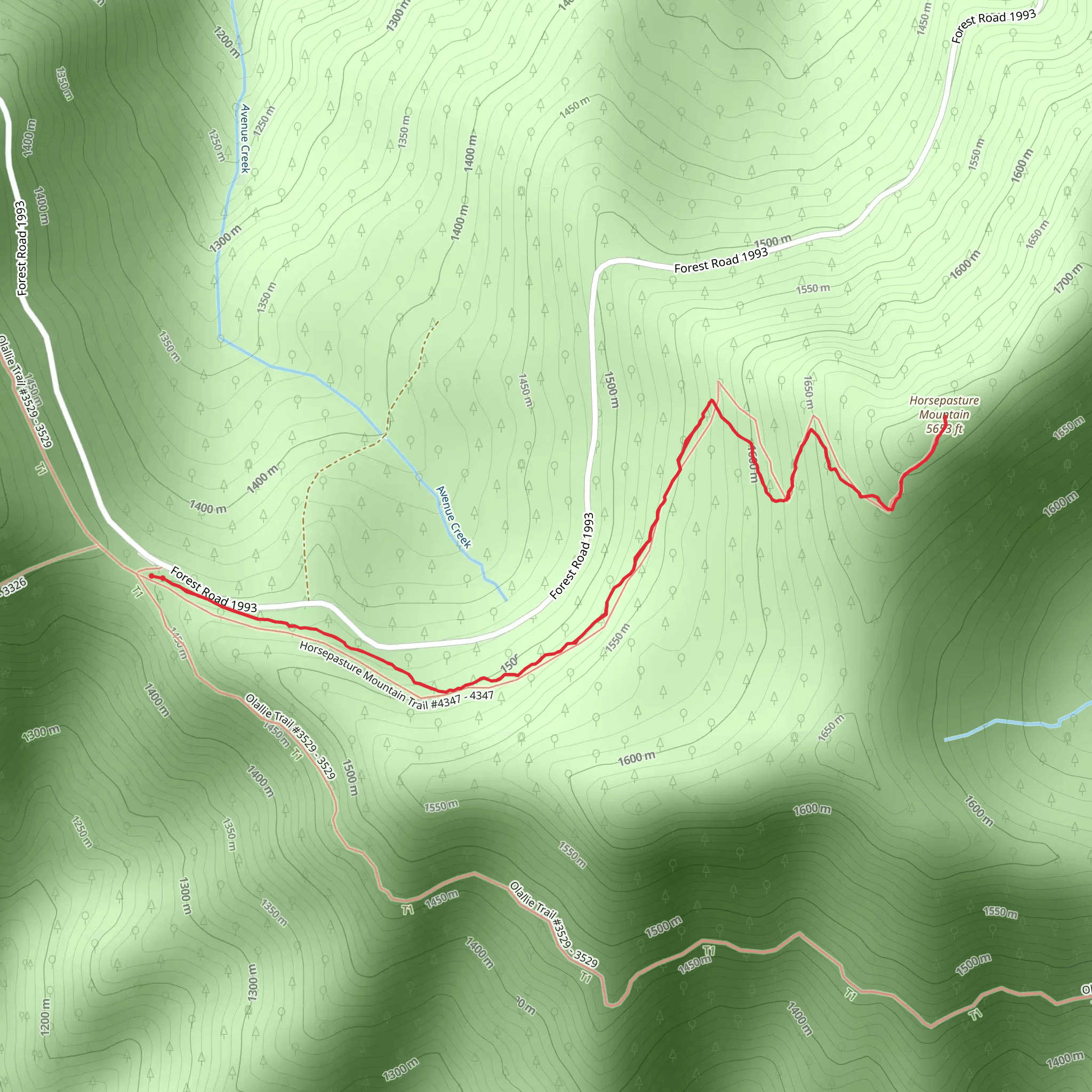 Horsepasture Mountain Trail mobile static map