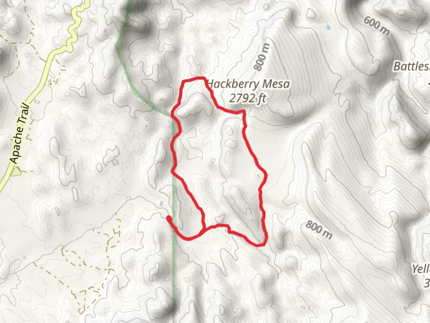 An image depicting the trail Second Water Trail to Hackberry Springs Loop Trail and its surrounding area.