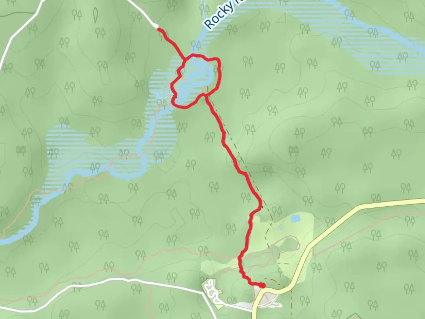 An image depicting the trail Platypus Waterholes Walk and its surrounding area.