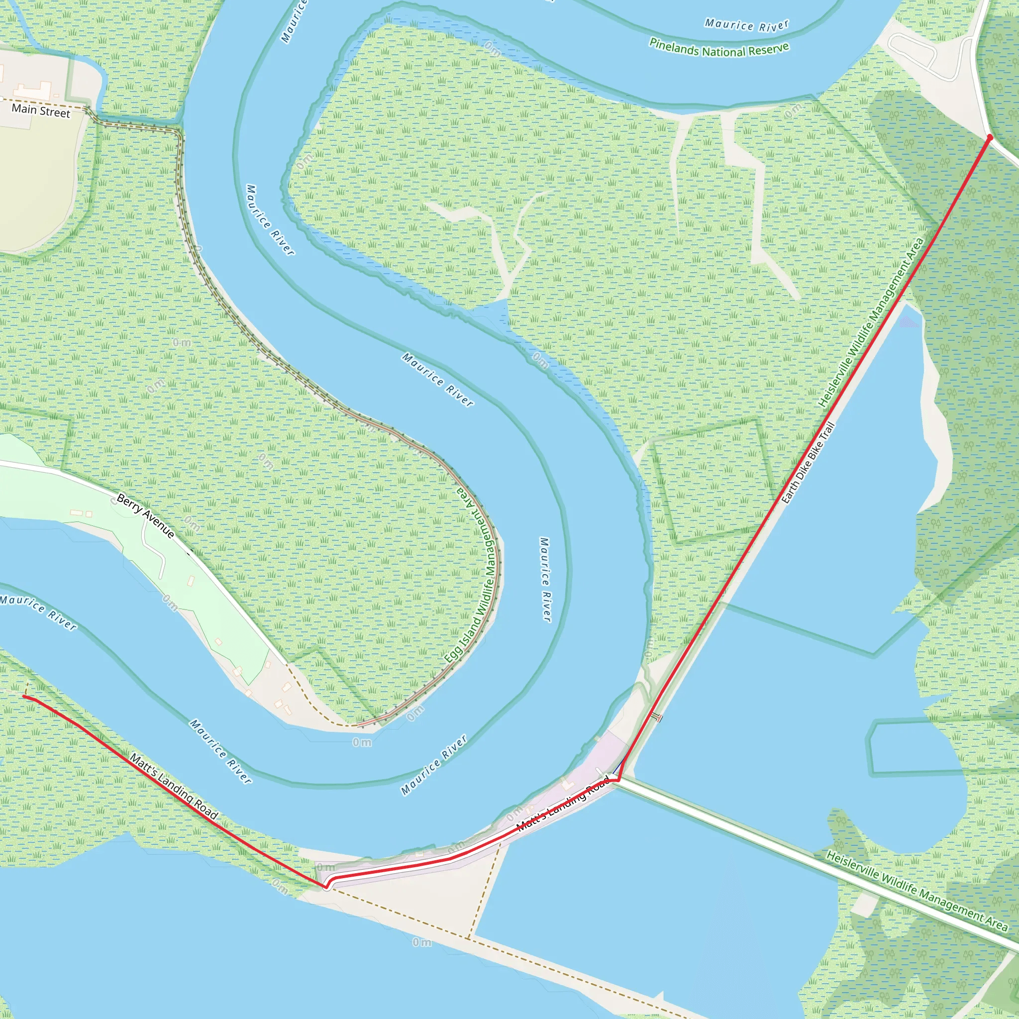 Walk along Maurice River from Menhaden Road mobile static map