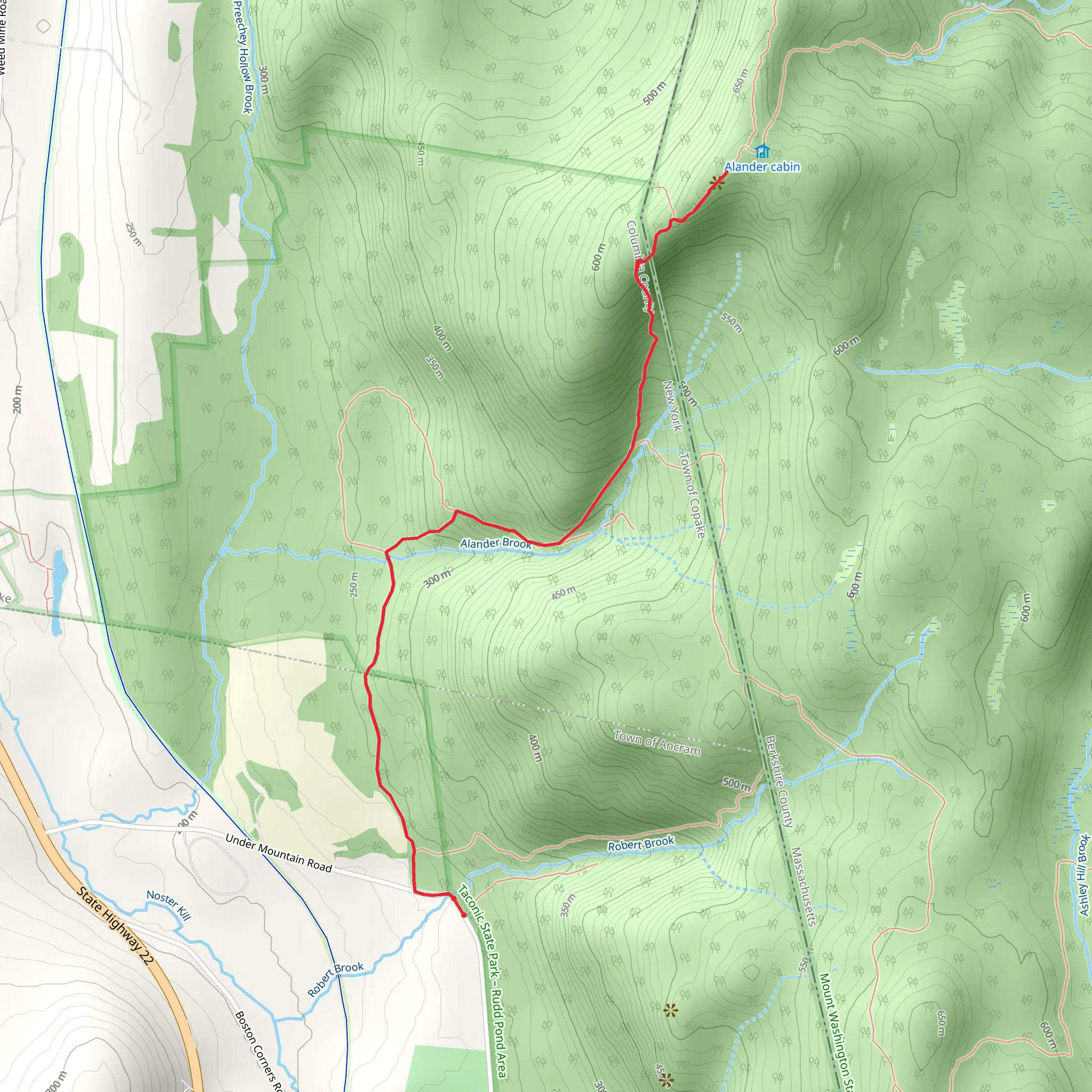 Alander Brook Trail mobile static map
