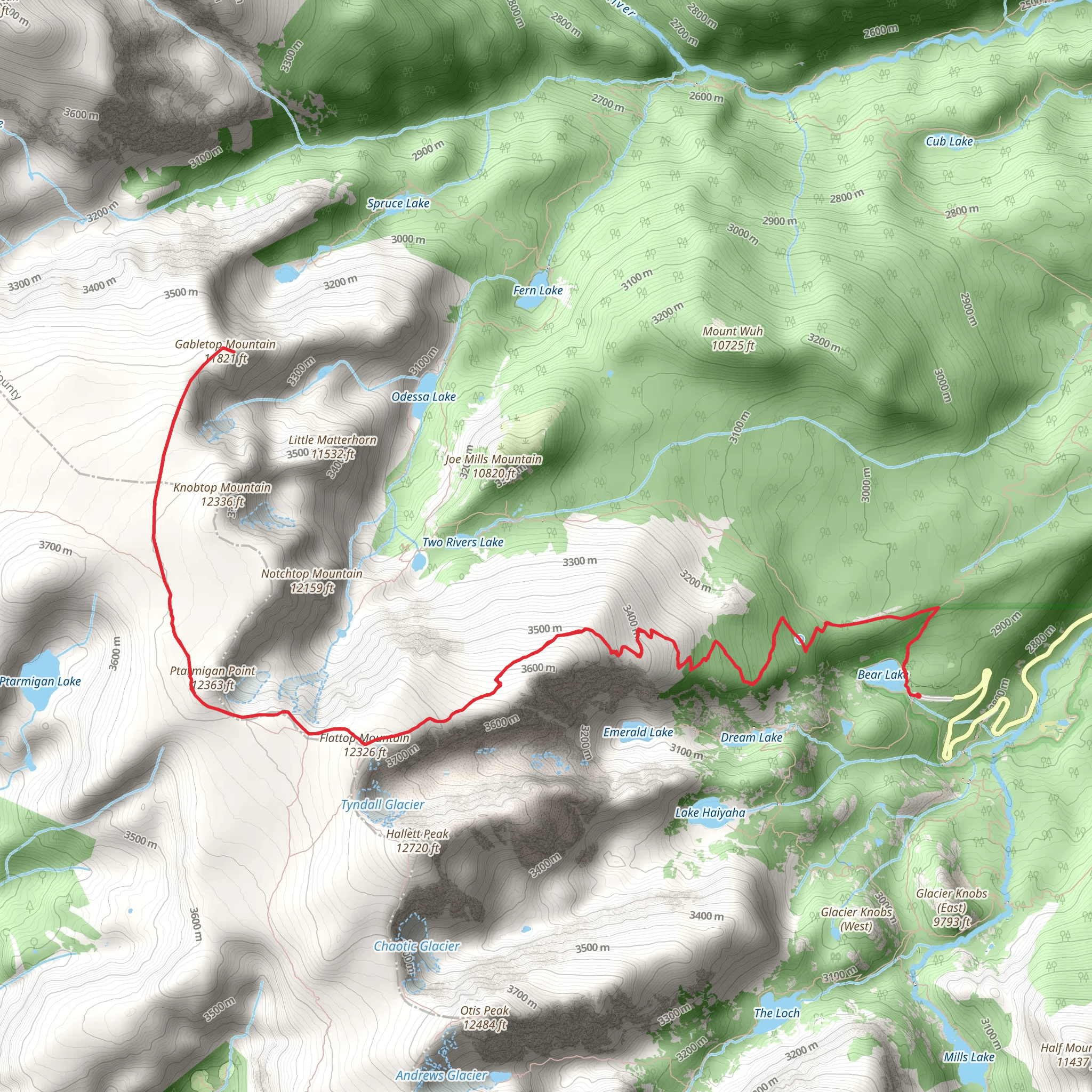 Gabletop Mountain Trail mobile static map