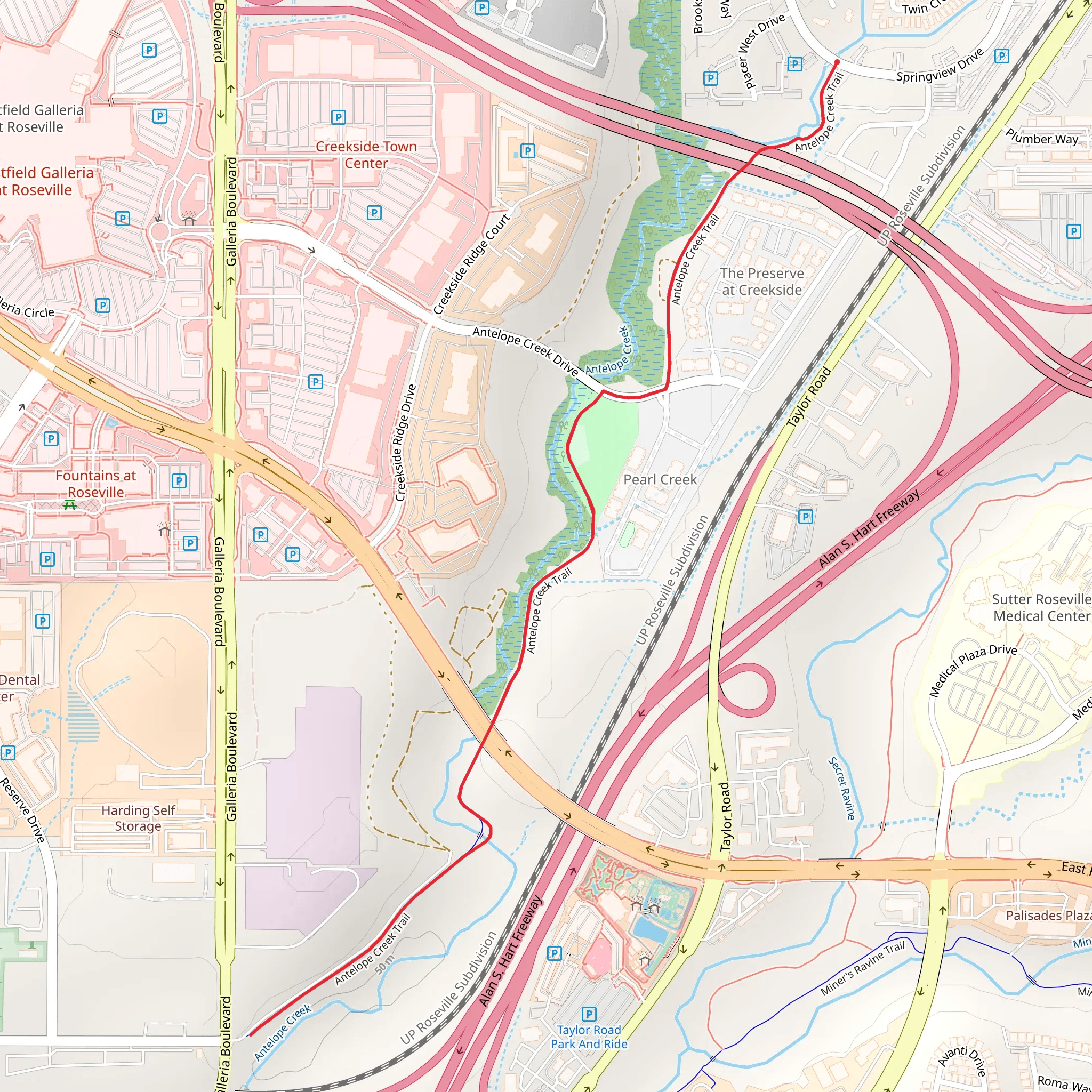Antelope Creek Trail mobile static map