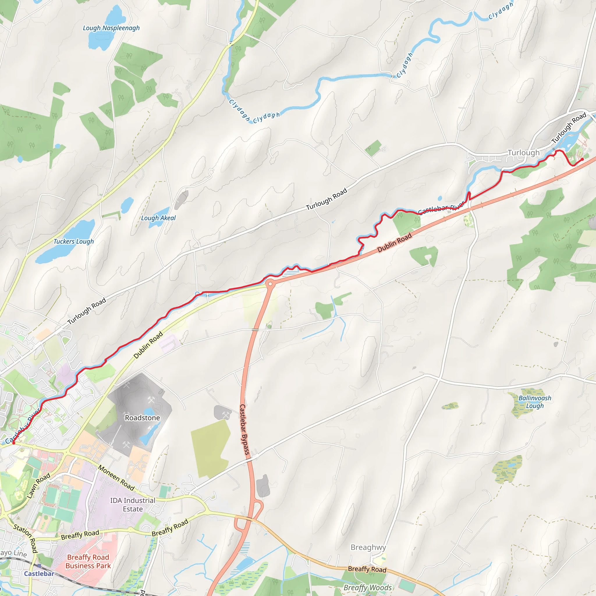 Great Western Greenway - Castlebar to Turlough mobile static map