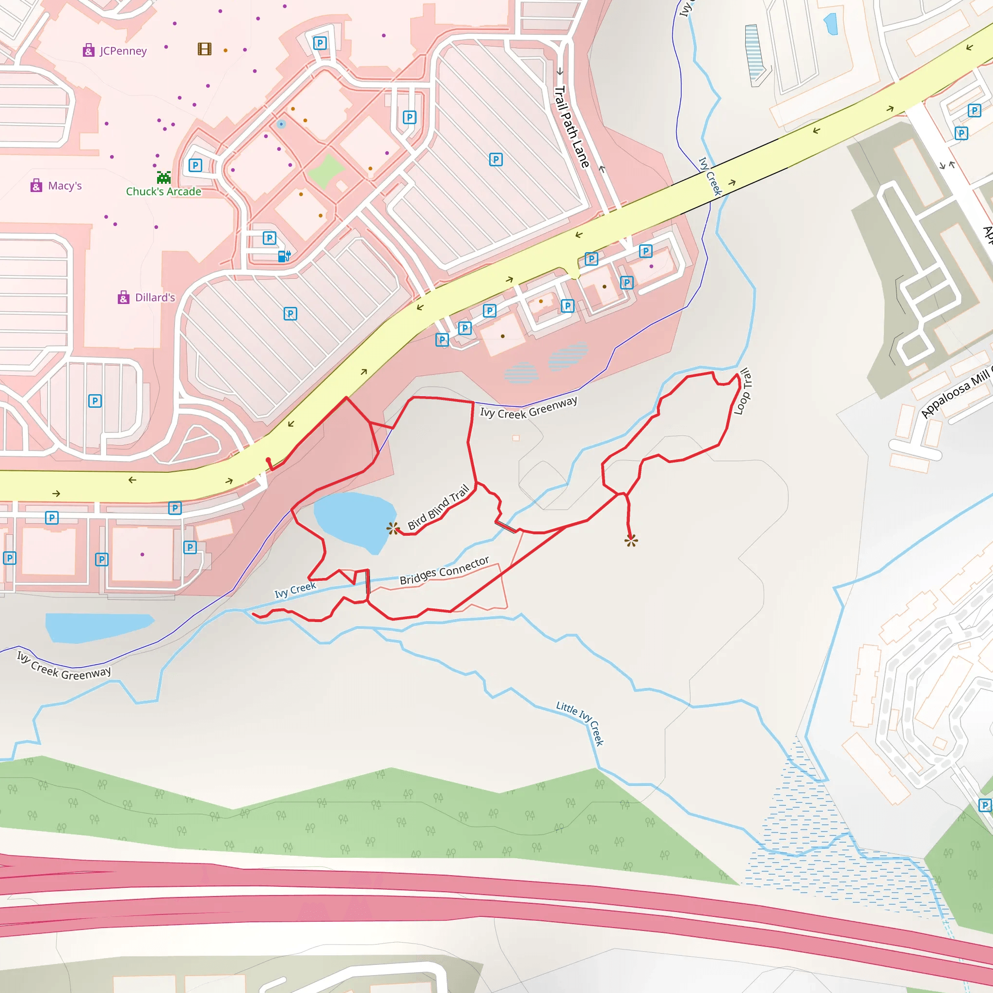 Ivy Creek and Bird Blind Loop Trail mobile static map