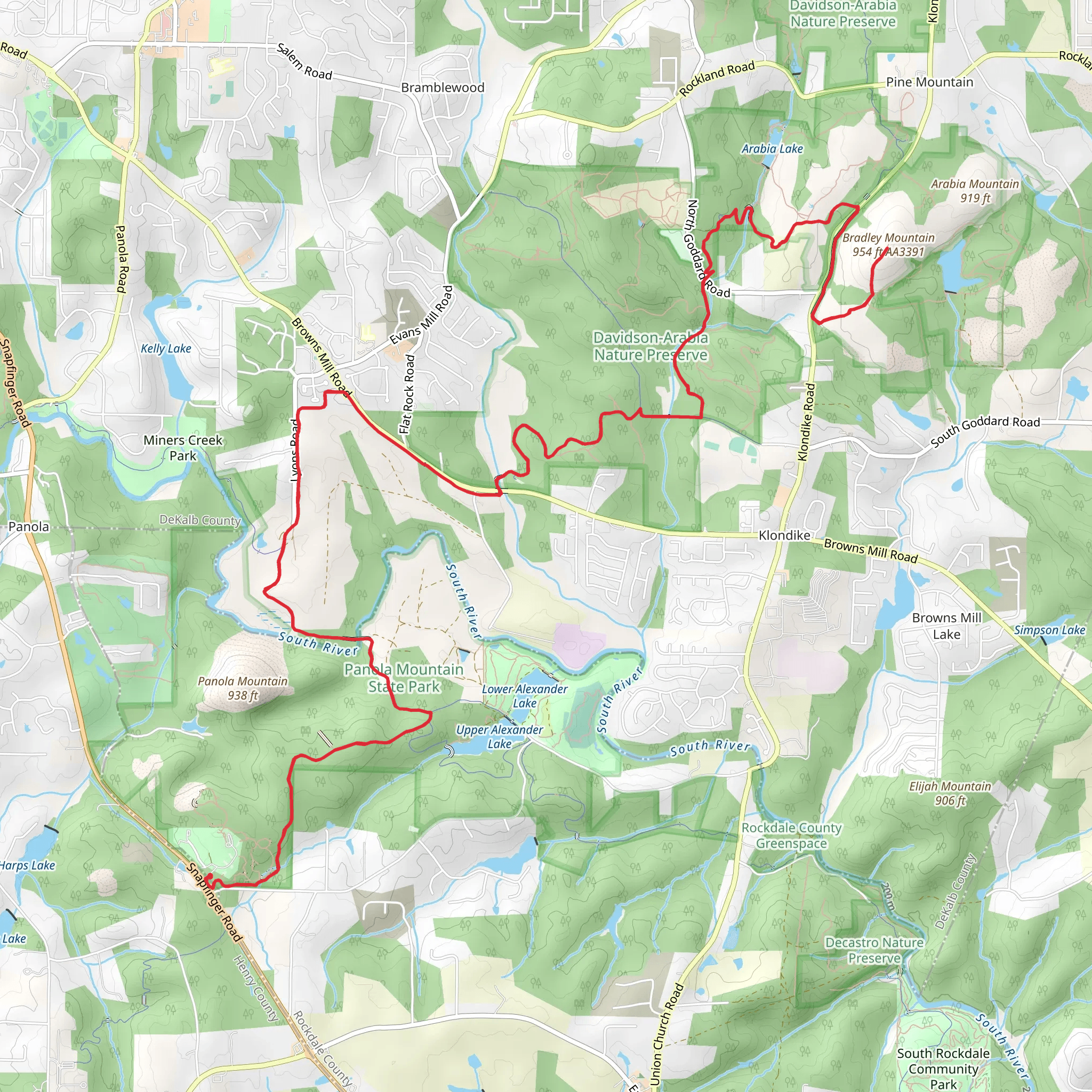Arabia Mountain Path Trail mobile static map