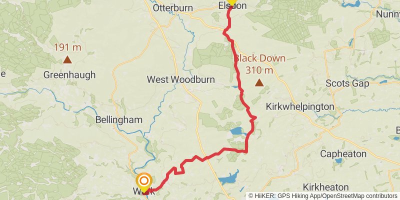 Ravenglass to Berwick - upon - Tweed Walk stage 12 Map