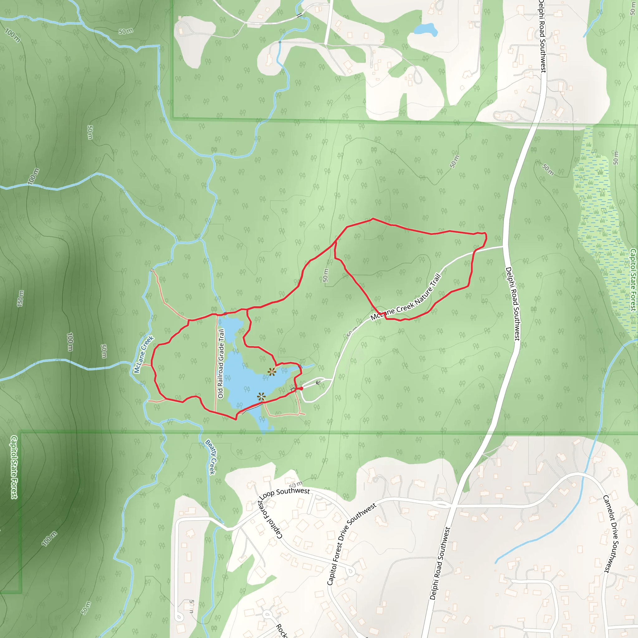 Beaver Pond and McLane Creek Nature Trail Upper Loop mobile static map