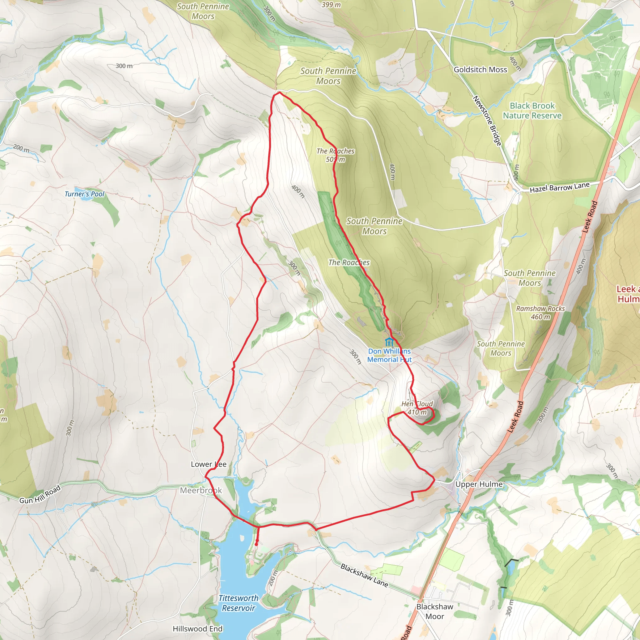 The Roaches and Hen Cloud from Tittesworth Reservoir mobile static map