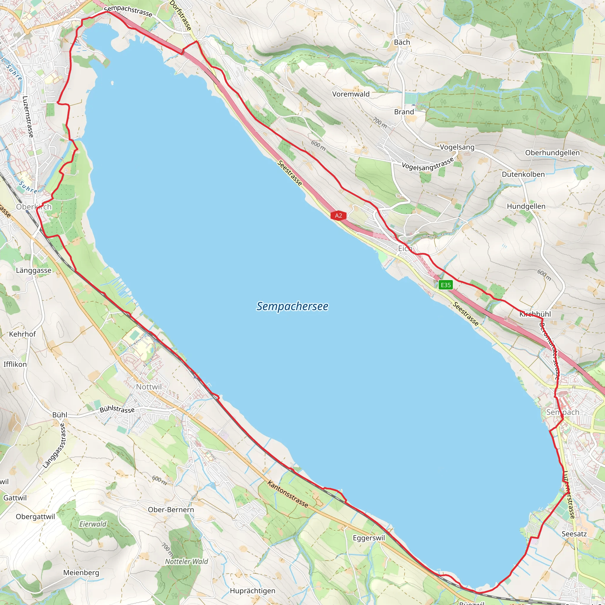 Lake Sempach Circular Path mobile static map