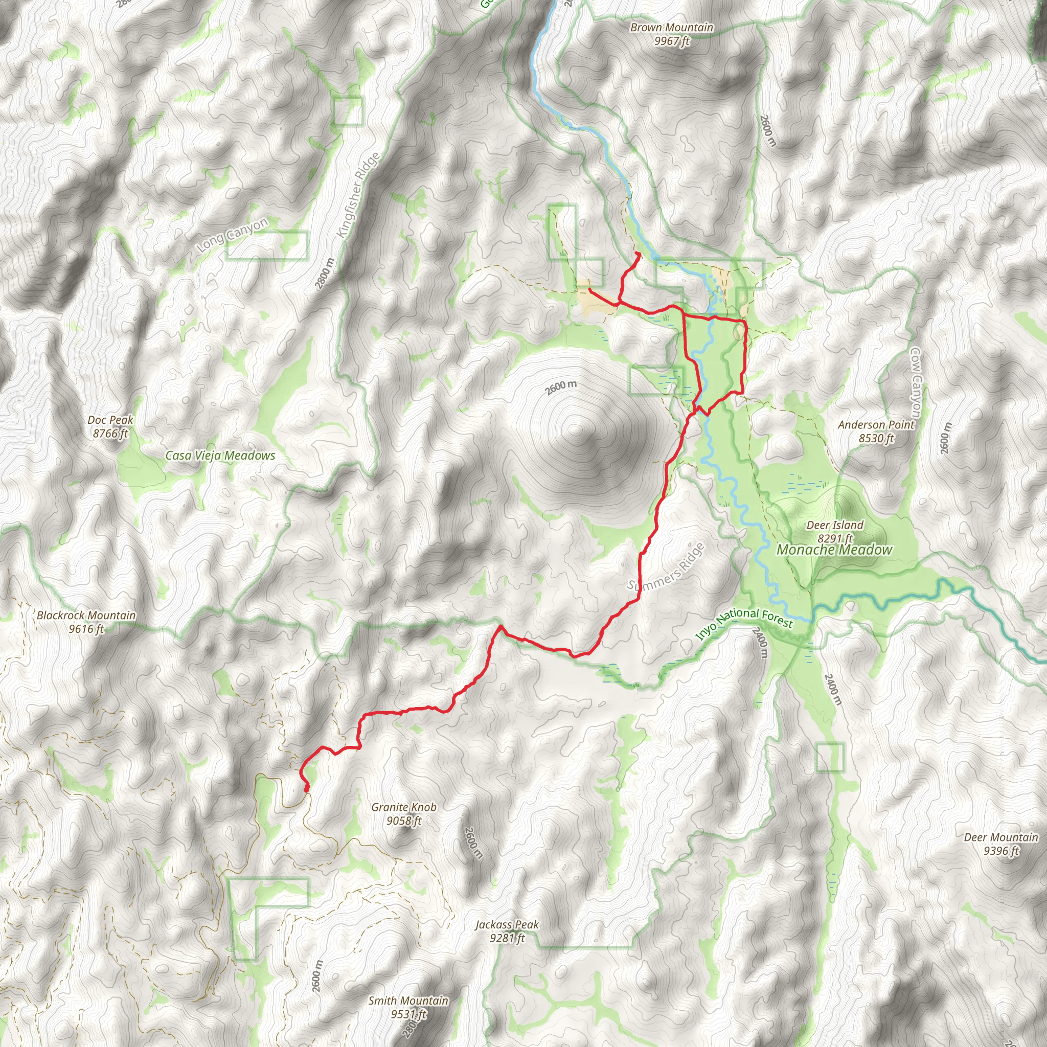 Snake Creek and South Fork Kern River Loop mobile static map