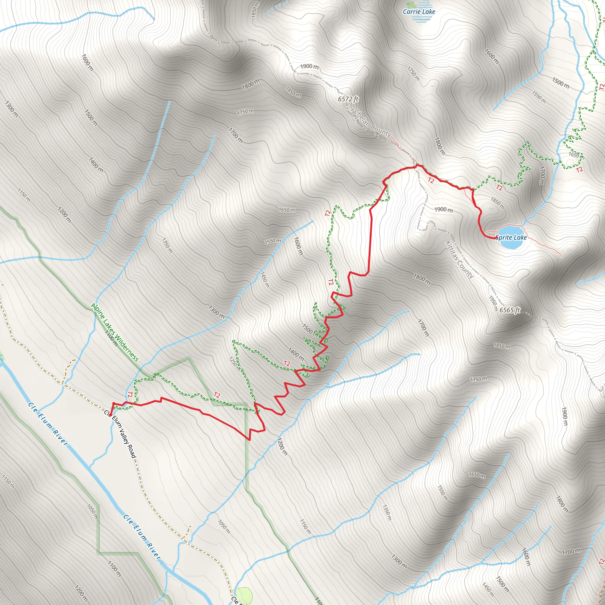 Paddy Go Easy Pass to Sprite Lake Trail mobile static map