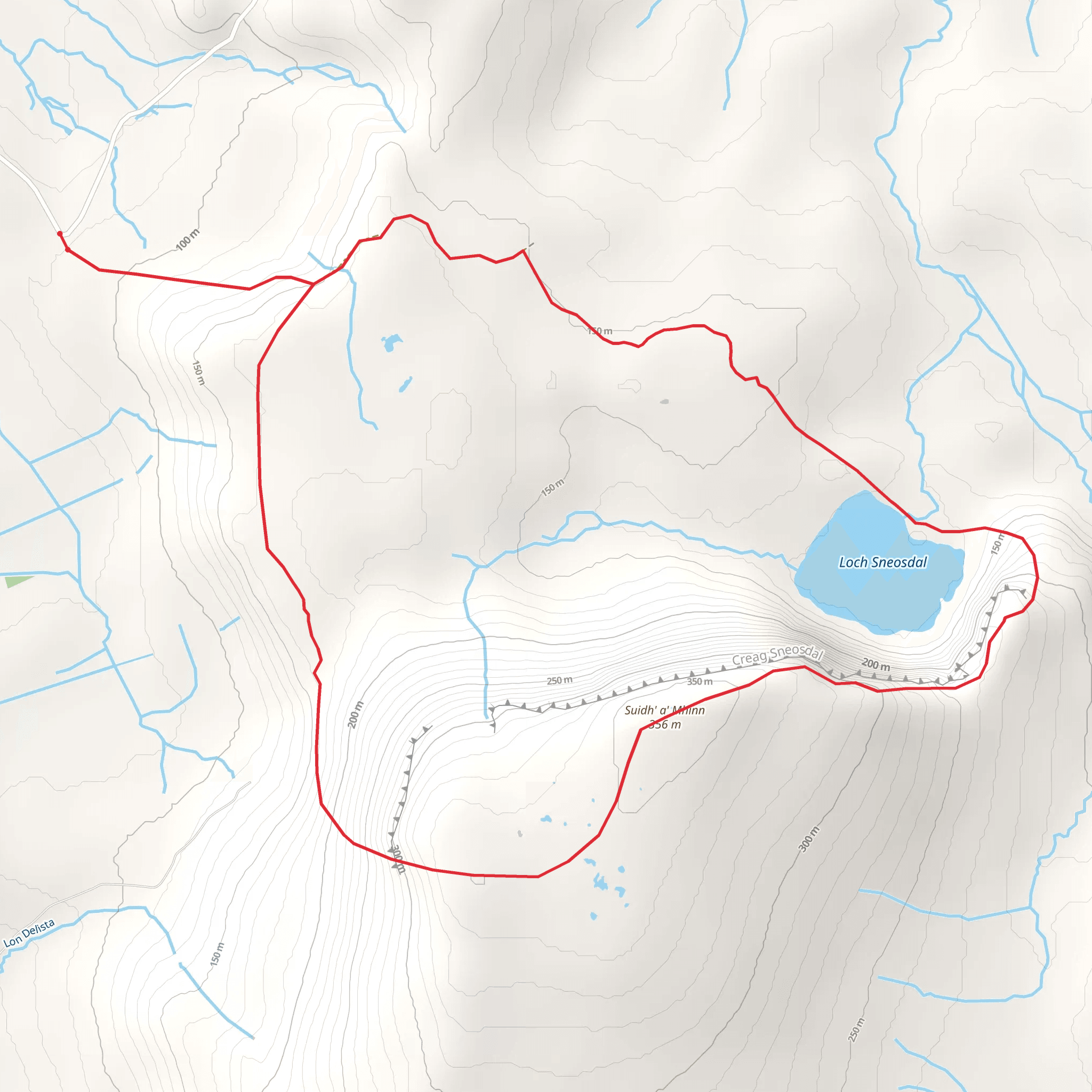 Loch Sneosdal and Creag Sneosdal Loop via Loch Sneosdal mobile static map