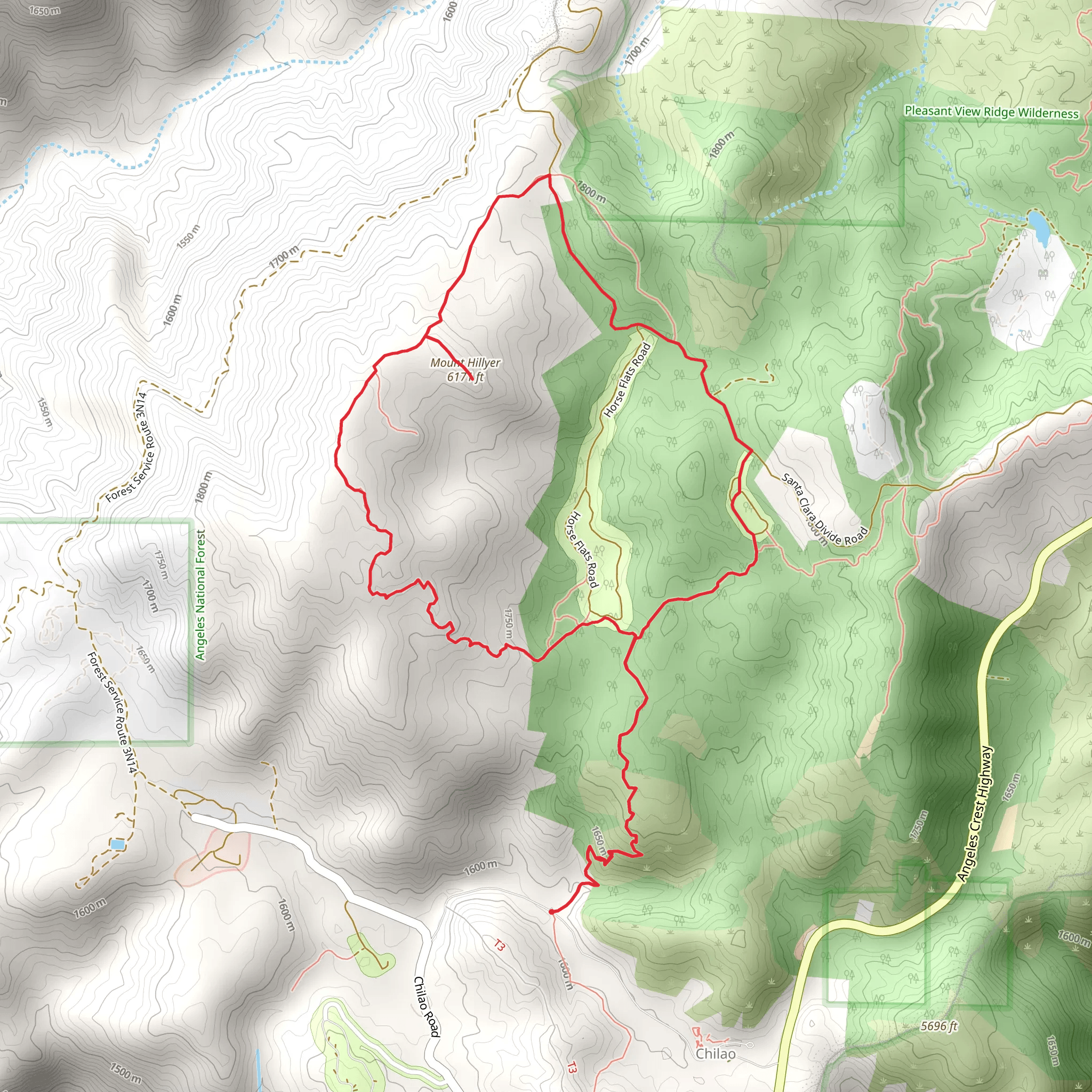Rosenita Saddle and Mount Hillyer Loop Trail mobile static map
