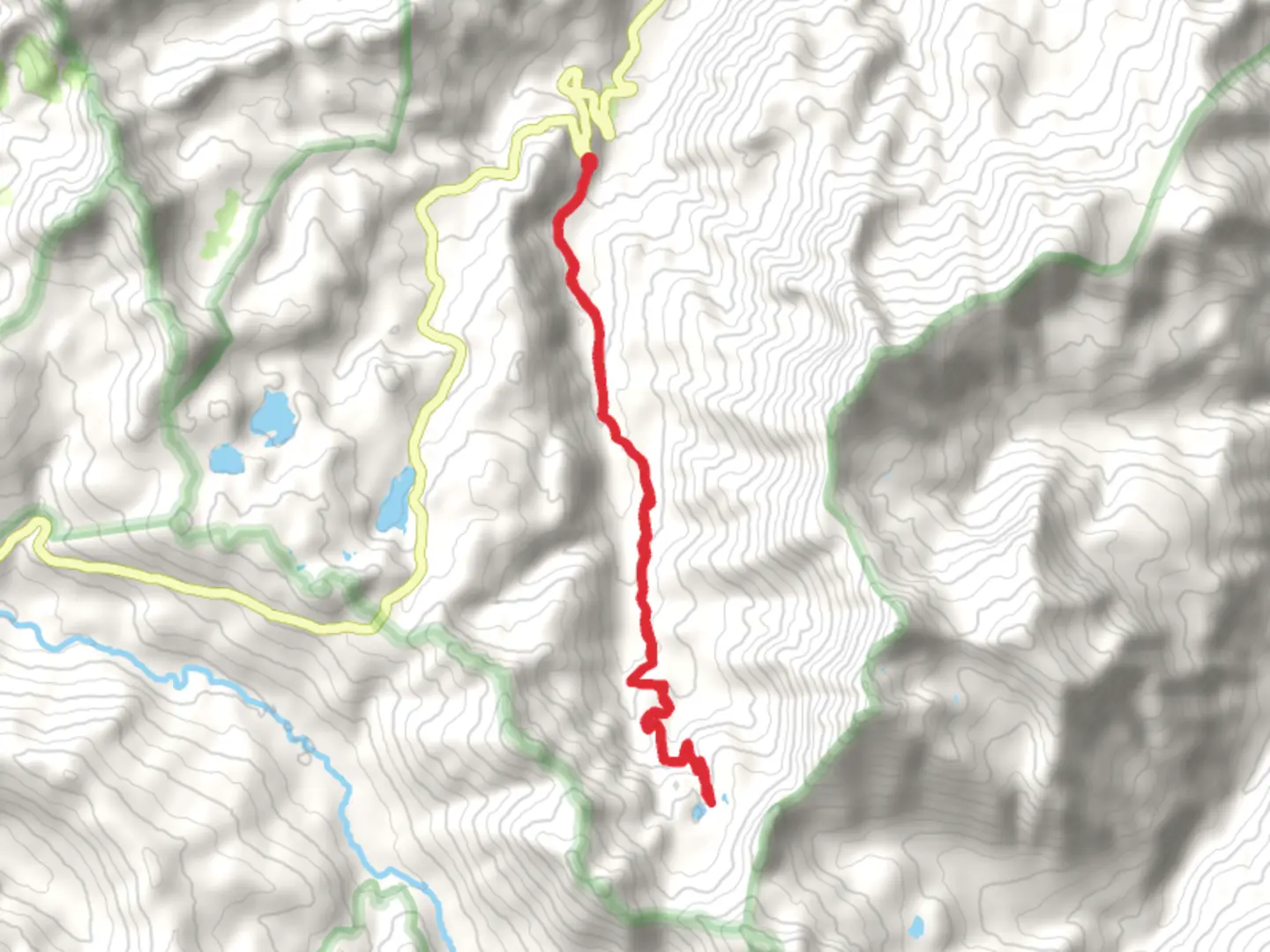 An image depicting the trail Noble Lake Via Noble Canyon Trail and its surrounding area.