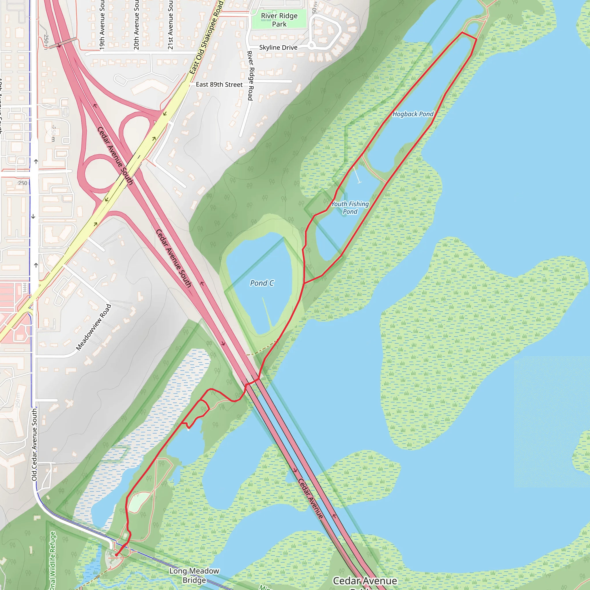 Hogback and Youth Fishing Ponds Loop mobile static map