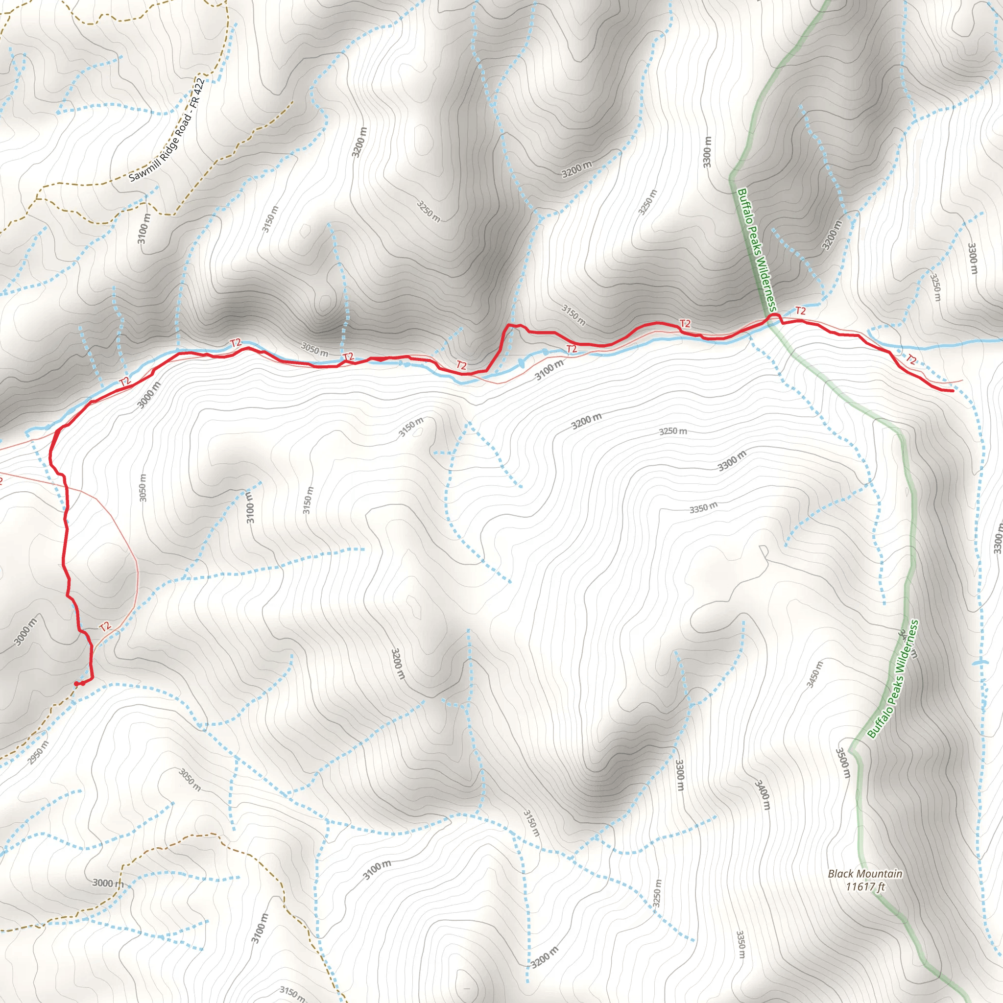Twobit Gulch Trail mobile static map