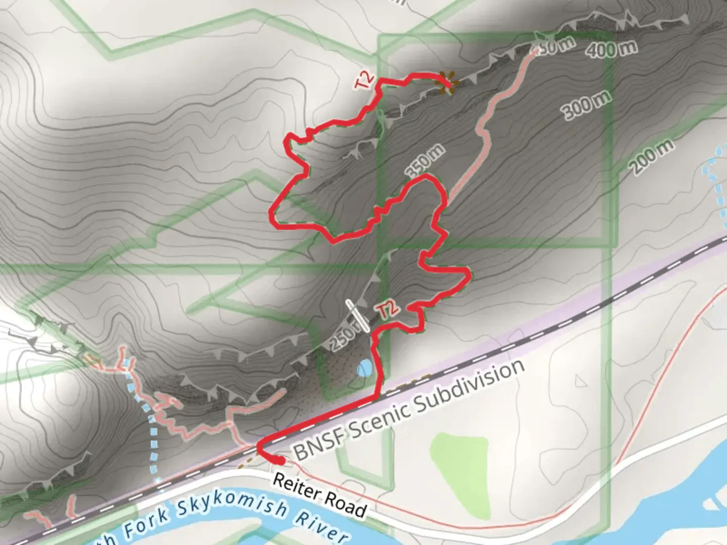An image depicting the trail Upper Town Wall via Index Town Wall Trail and its surrounding area.