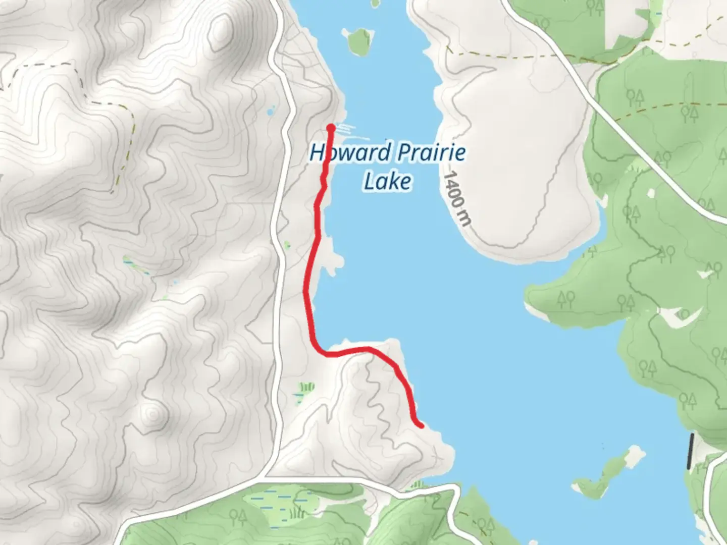 An image depicting the trail Howard Prairie Lake Western Shore Walk and its surrounding area.