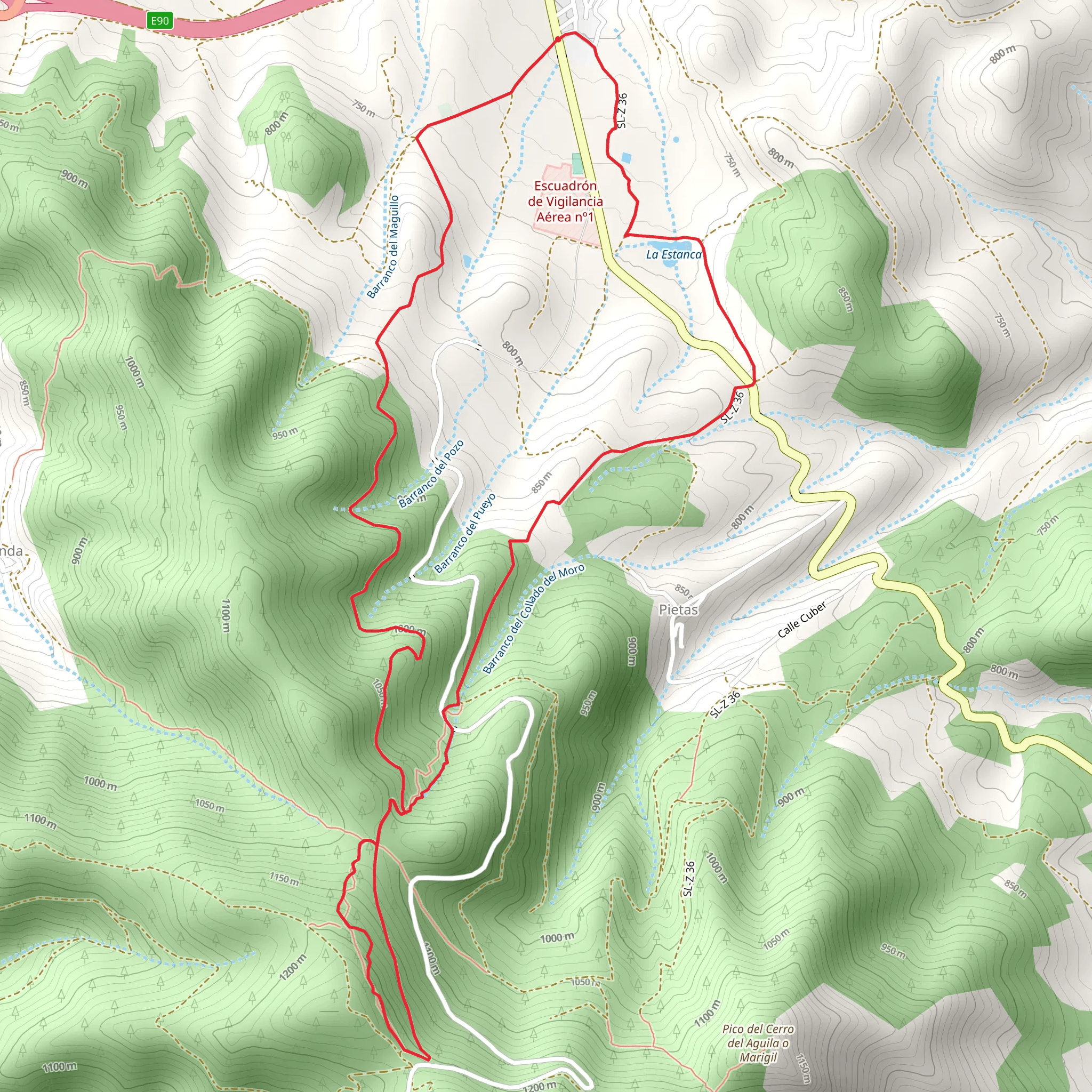 El Frasno, Erilla Alta, Erilla Baja, Pajares, Tour around the Estanca SL Z 3 mobile static map