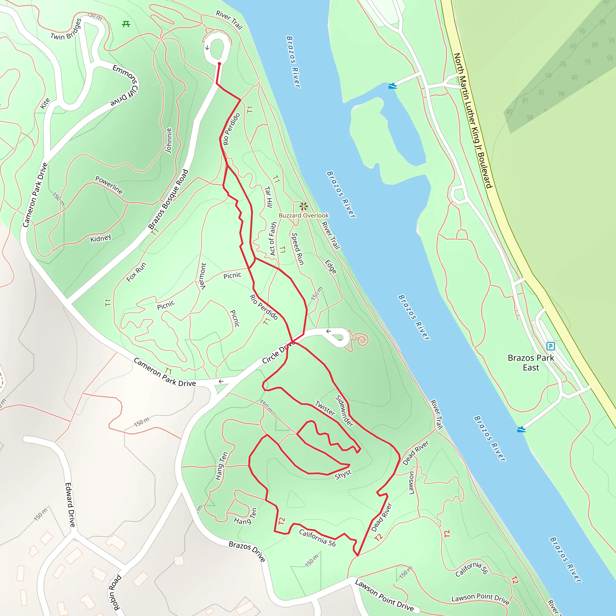 Rio Perdido, Tar Hill and Twister Loop mobile static map