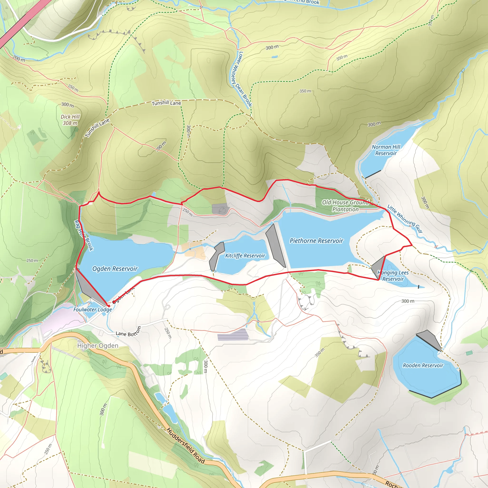 Ogden Reservoir and Piethorne Reservoir Loop mobile static map