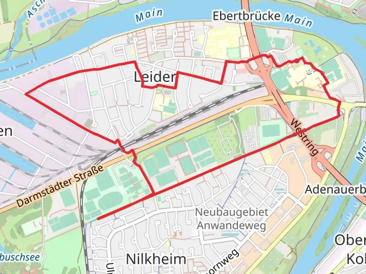 An image depicting the trail Kulturweg Aschaffenburg 6 and its surrounding area.