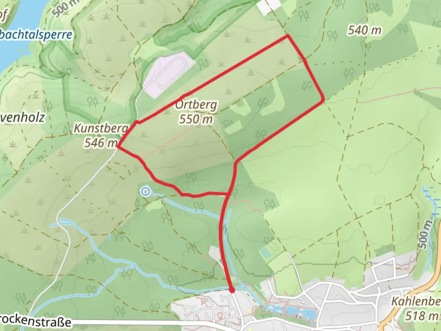An image depicting the trail Eisensteinstraße and Ortberg Loop and its surrounding area.
