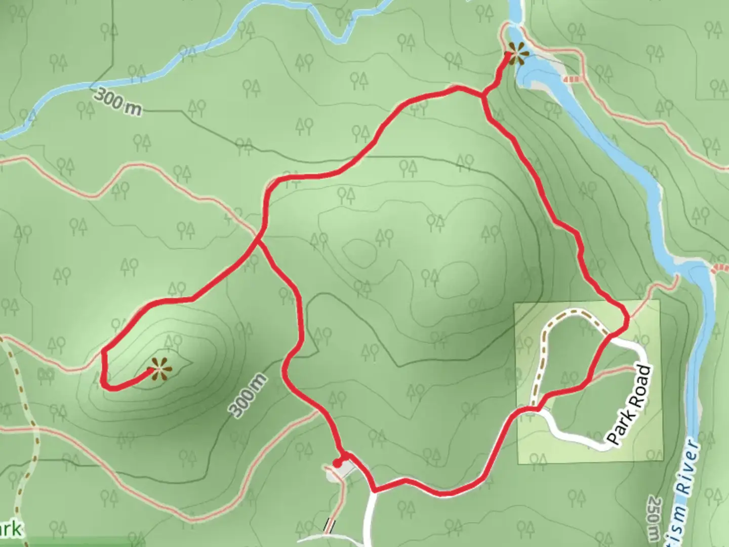An image depicting the trail Superior Hiking Trail and Two Step Falls Loop Trail and its surrounding area.