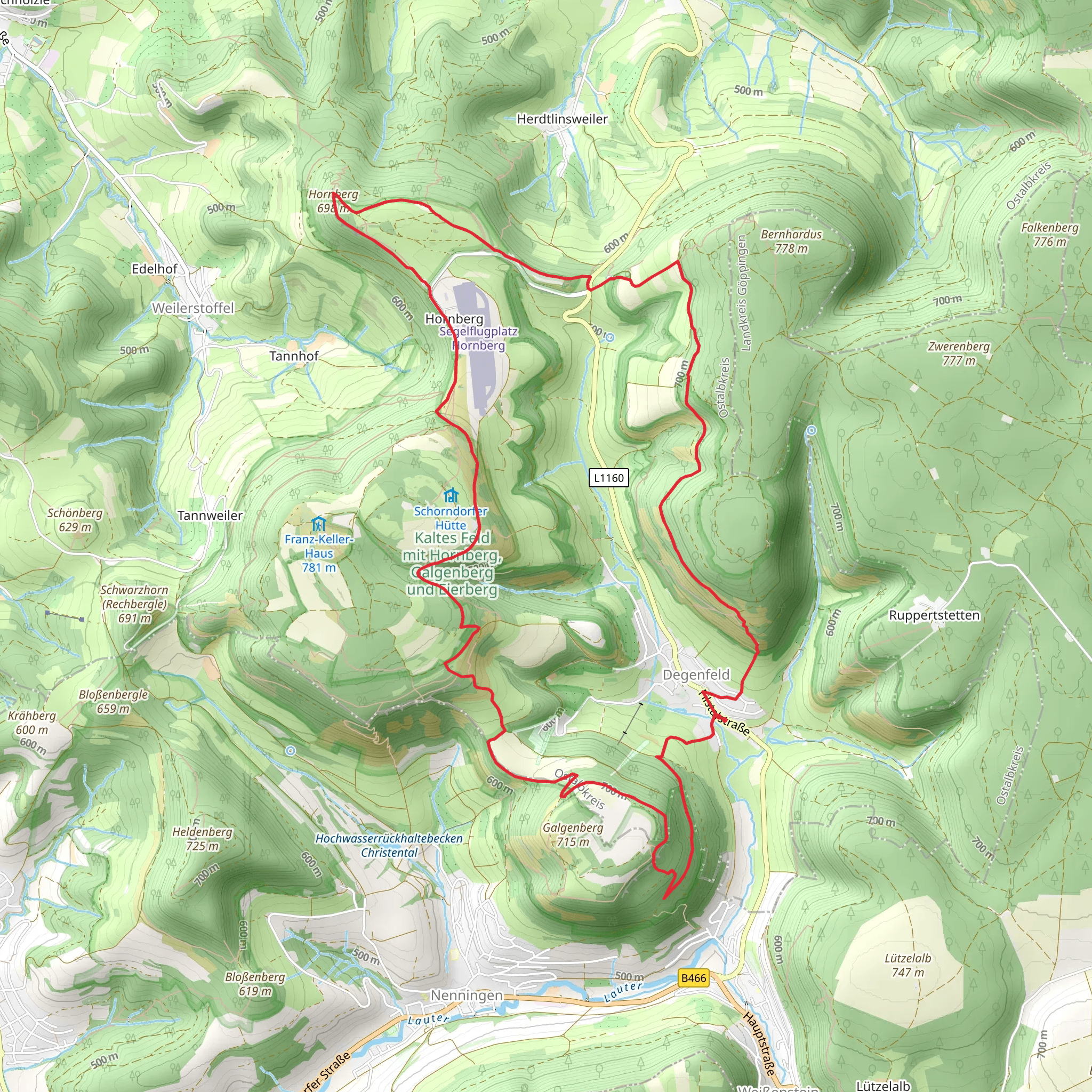 Degenfeld, Hornberg and Galgenberg Loop mobile static map