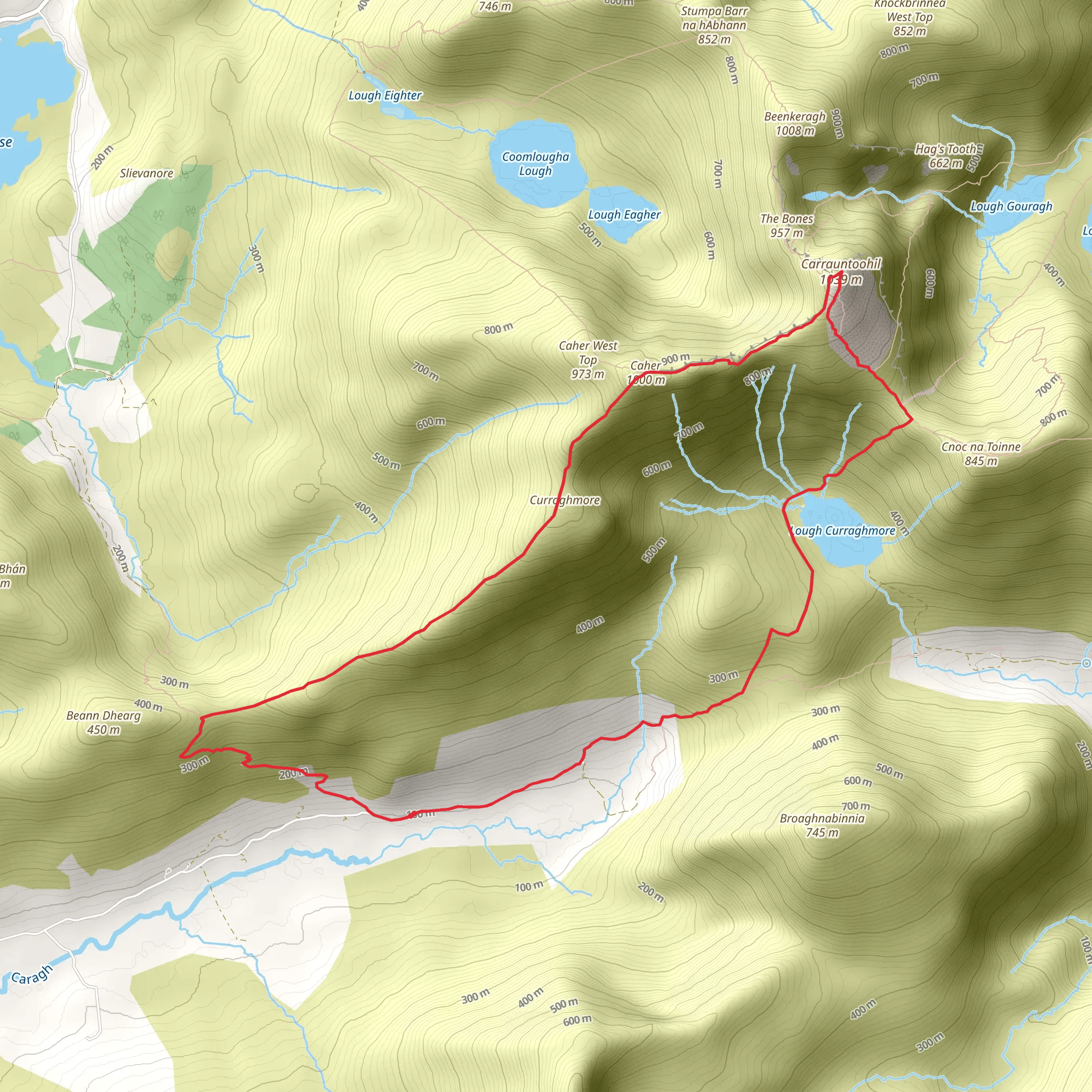 Carraunthil and Caher Mountains mobile static map
