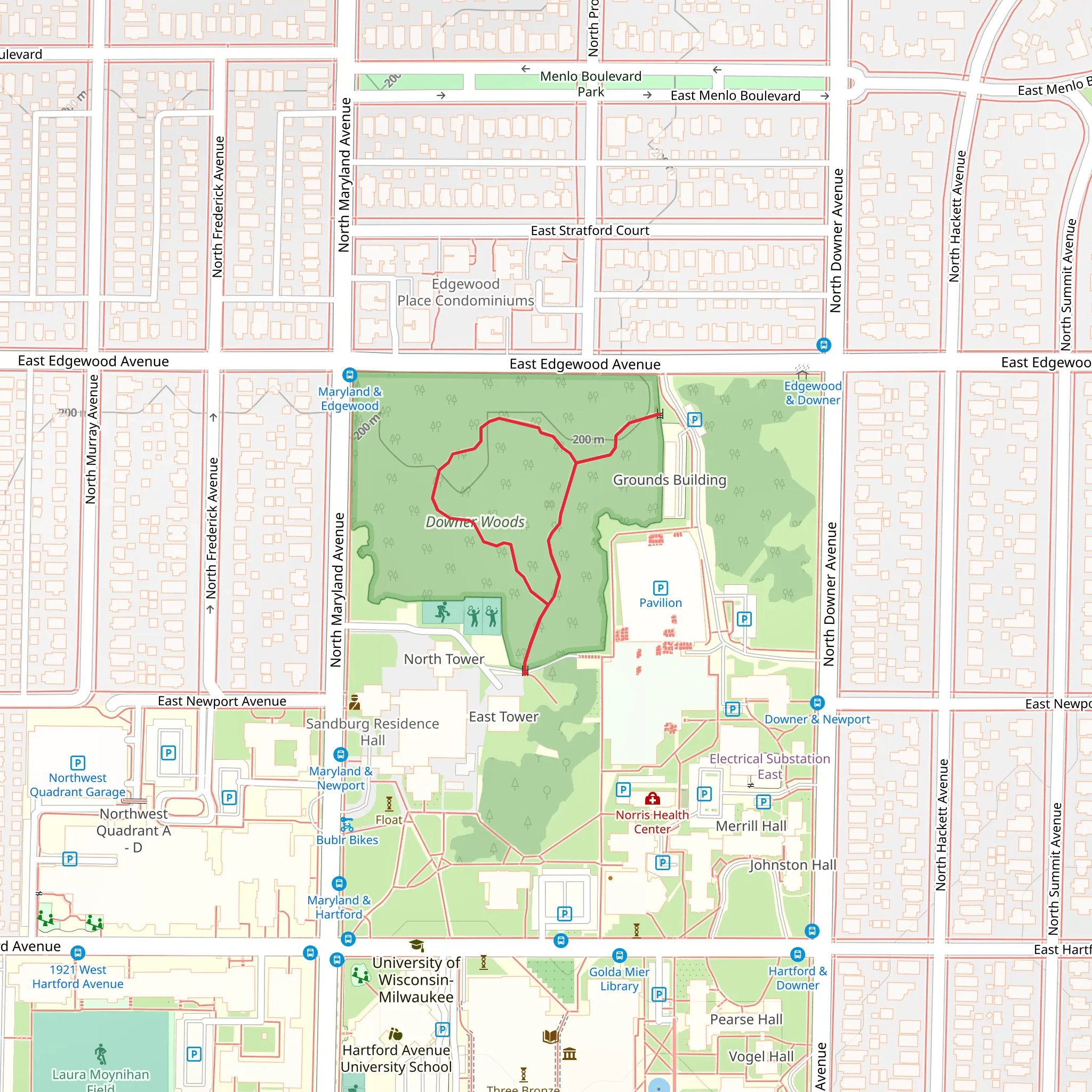 Downer Woods Loop mobile static map