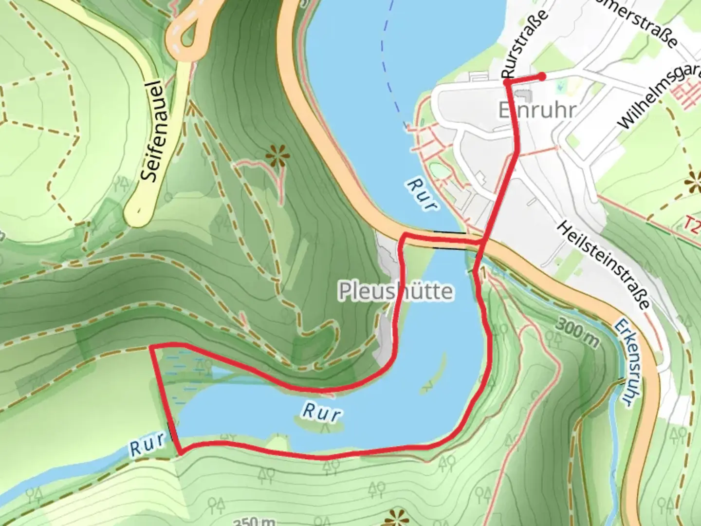 An image depicting the trail Rur and Erlebnisstation Loop and its surrounding area.