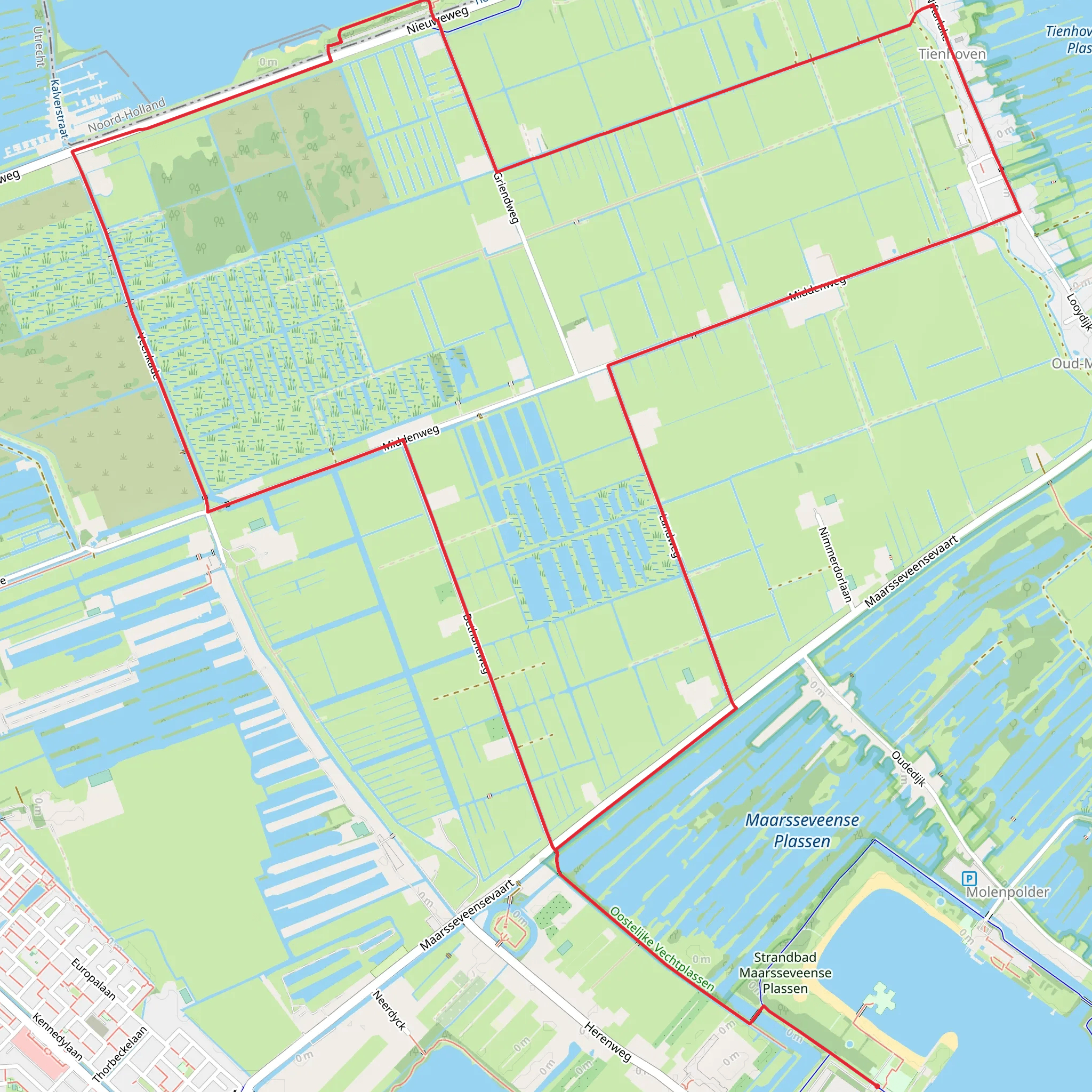 Land Weg, Meeuwense Weg and Veenkade Loop mobile static map