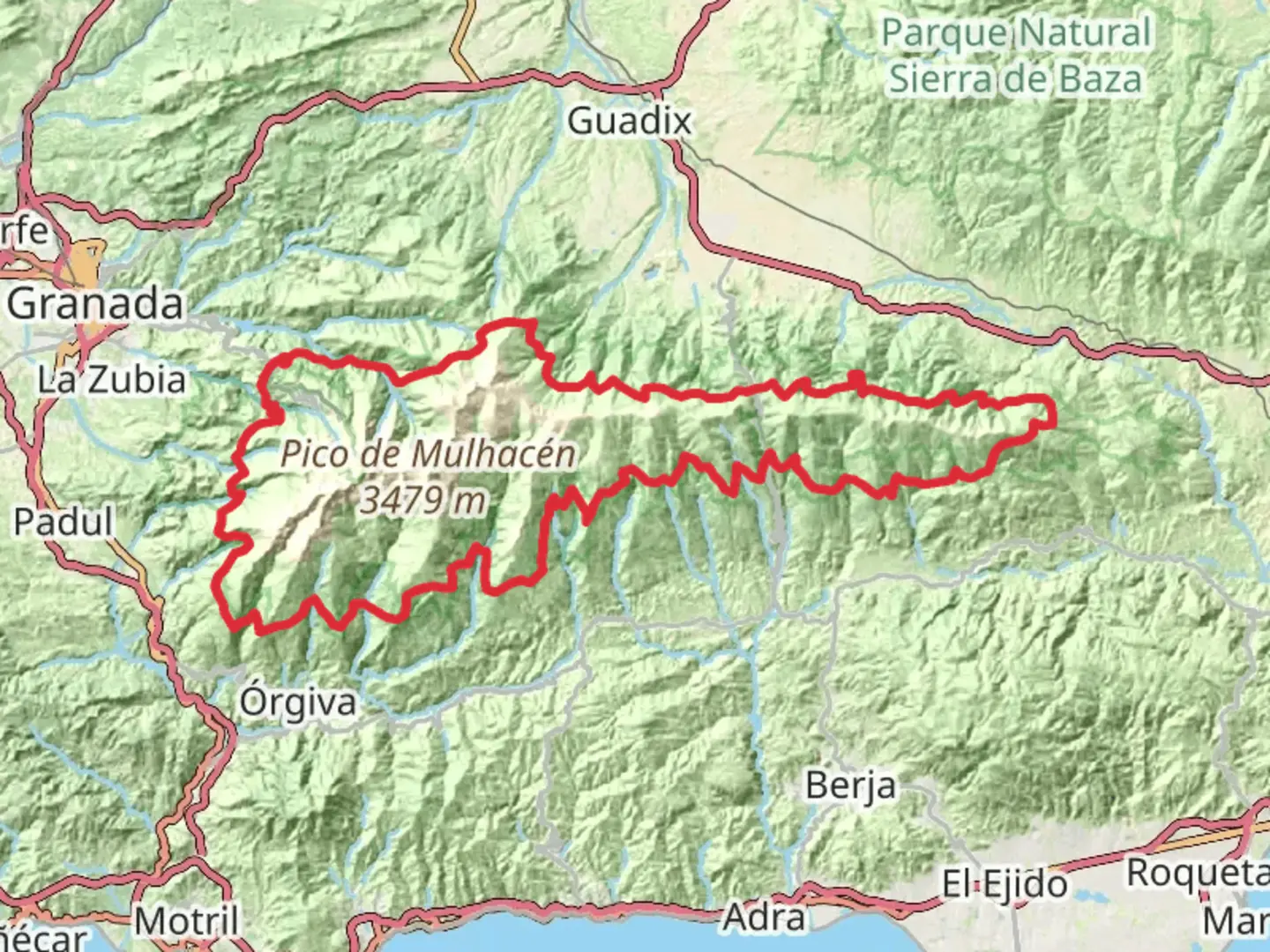 An image depicting the trail GR 240 Sendero Sulayr and its surrounding area.