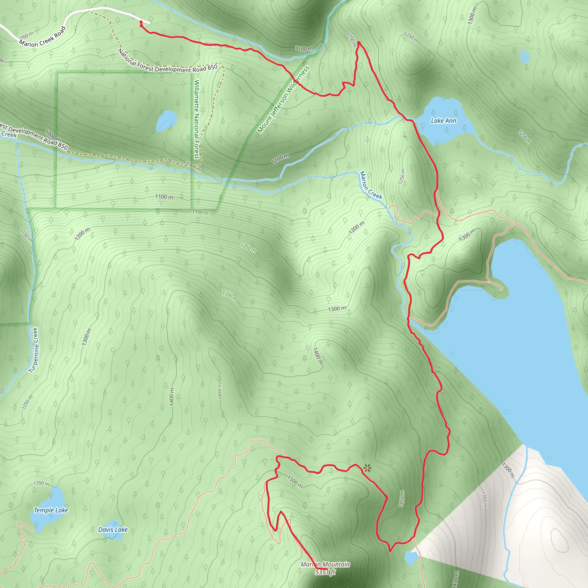 Marion Mountain via Marion Lake Trail mobile static map