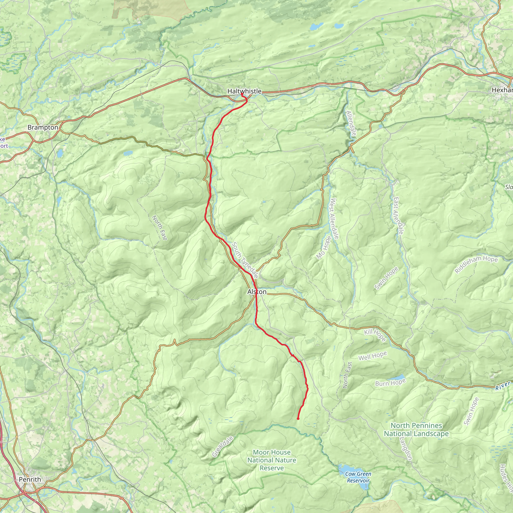 South Tyne Trail mobile static map