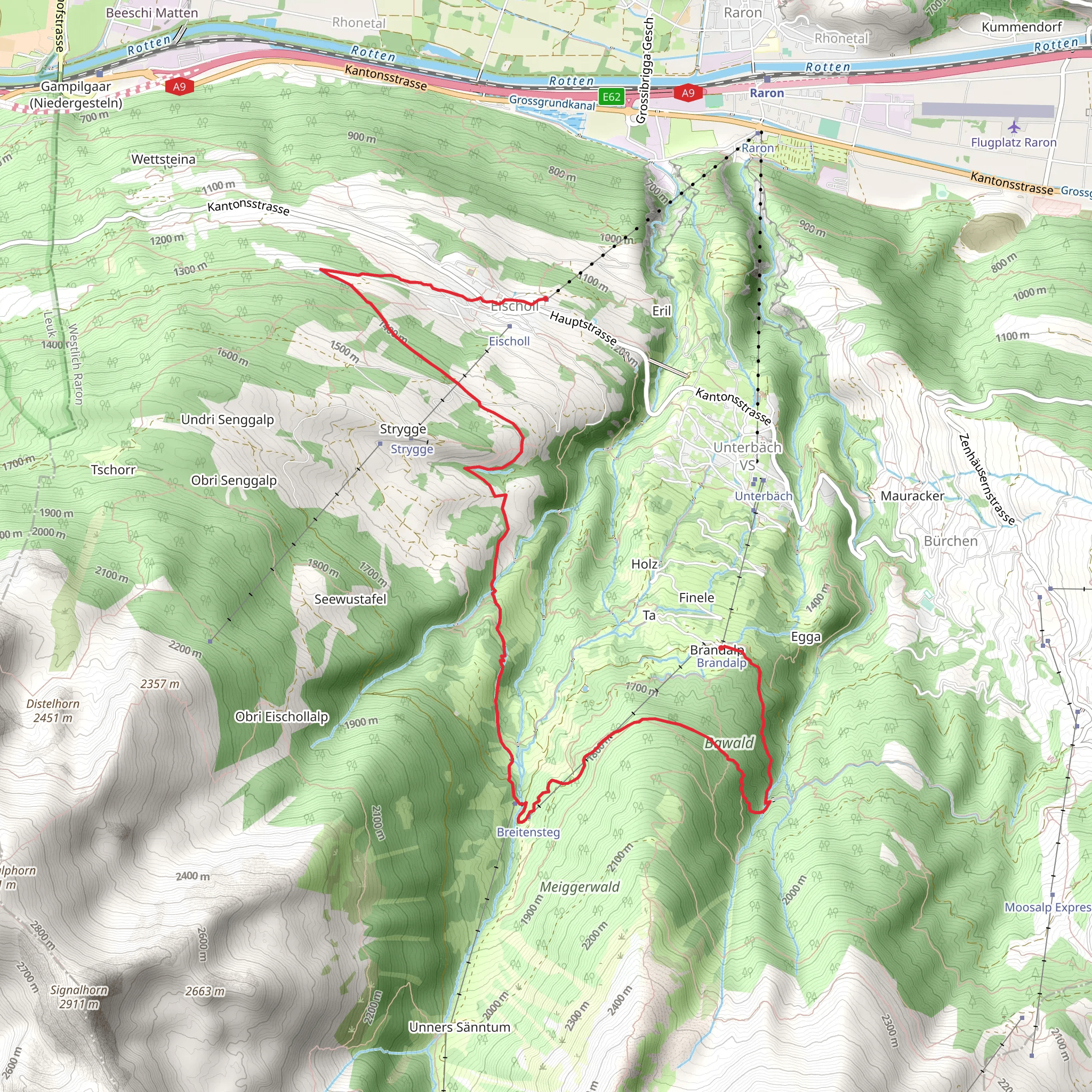 Brandalp - Breite Stäg - Eischoll Trail mobile static map