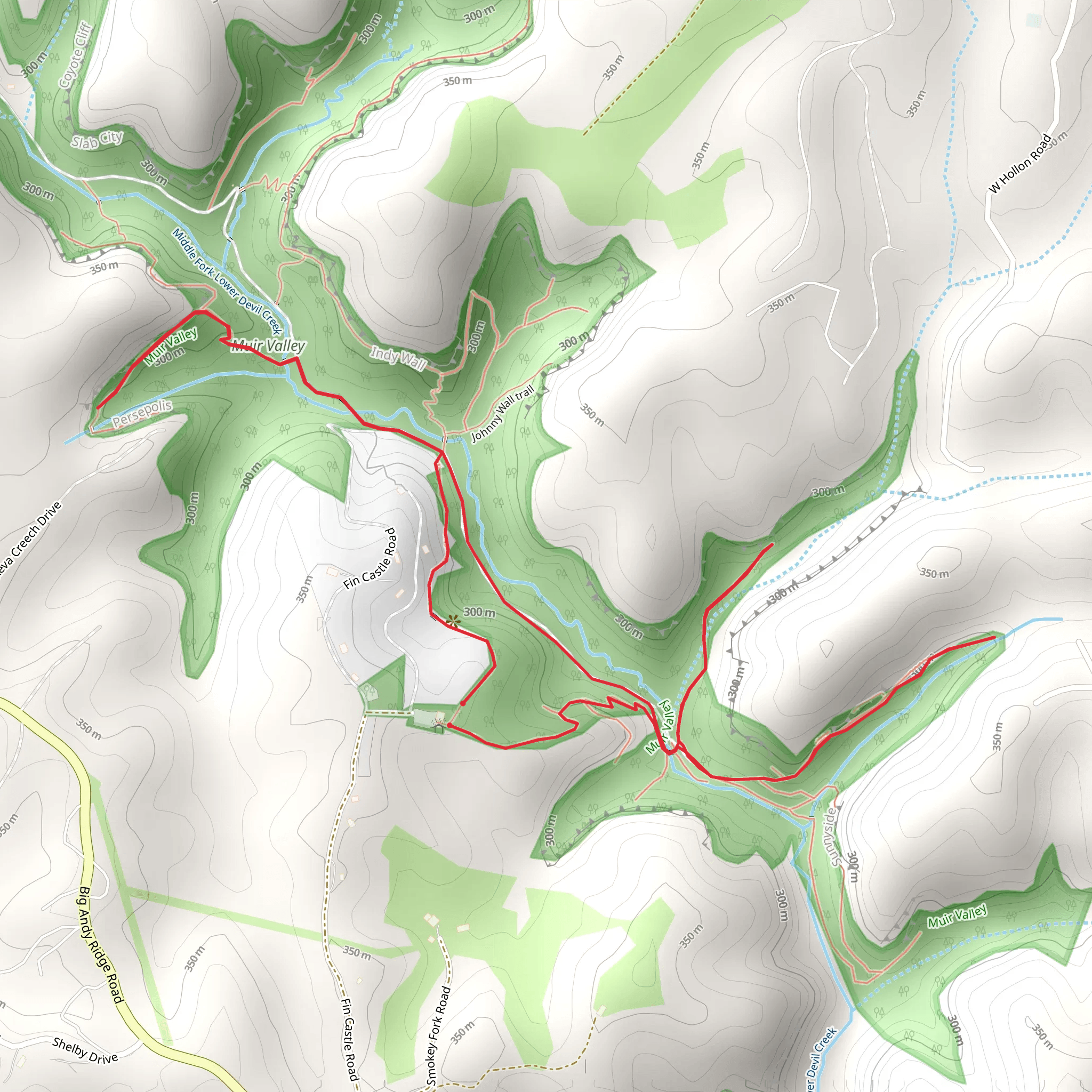 Muir Valley and Middle Fork Lower Devil Creek Walk mobile static map