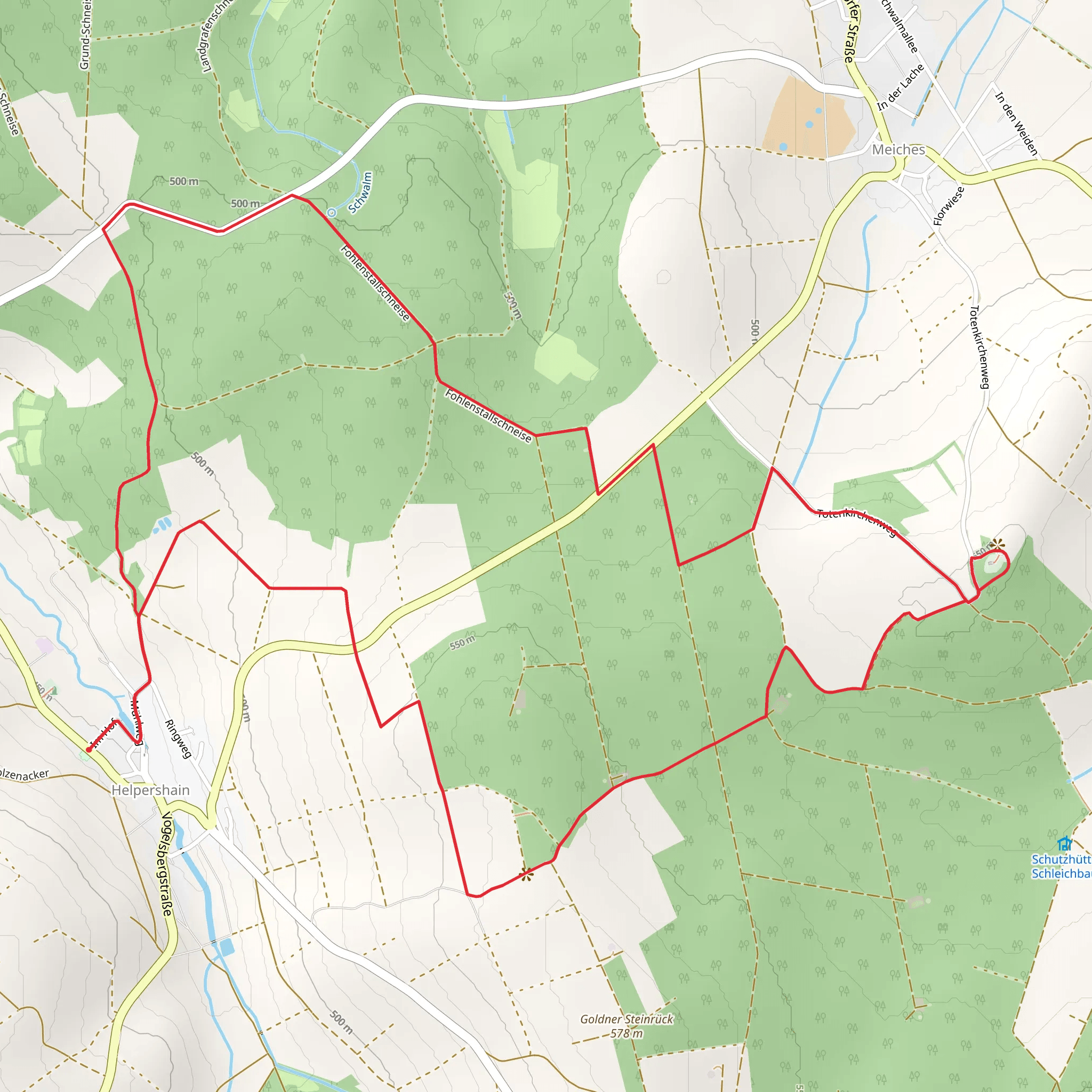 Vulkanring Vogelsberg and Fohlenstallschneise Loop mobile static map