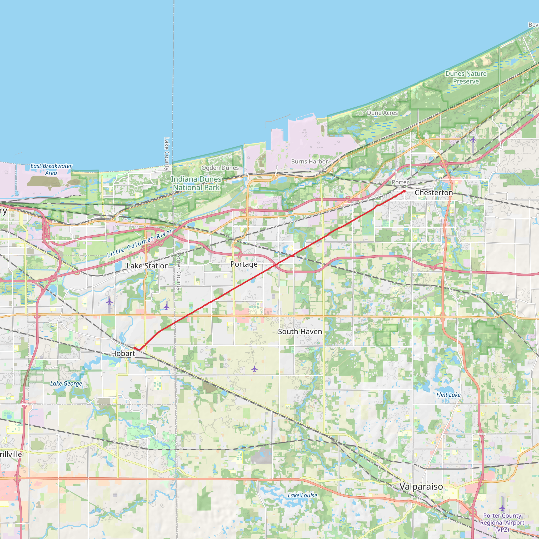 Prairie Duneland Trail mobile static map