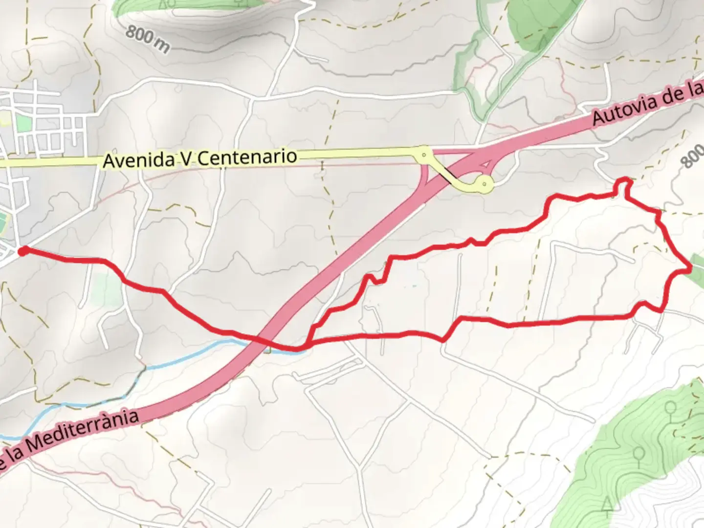 An image depicting the trail Ibi - Les Foies Blancues - Ibi PR CV 170 and its surrounding area.