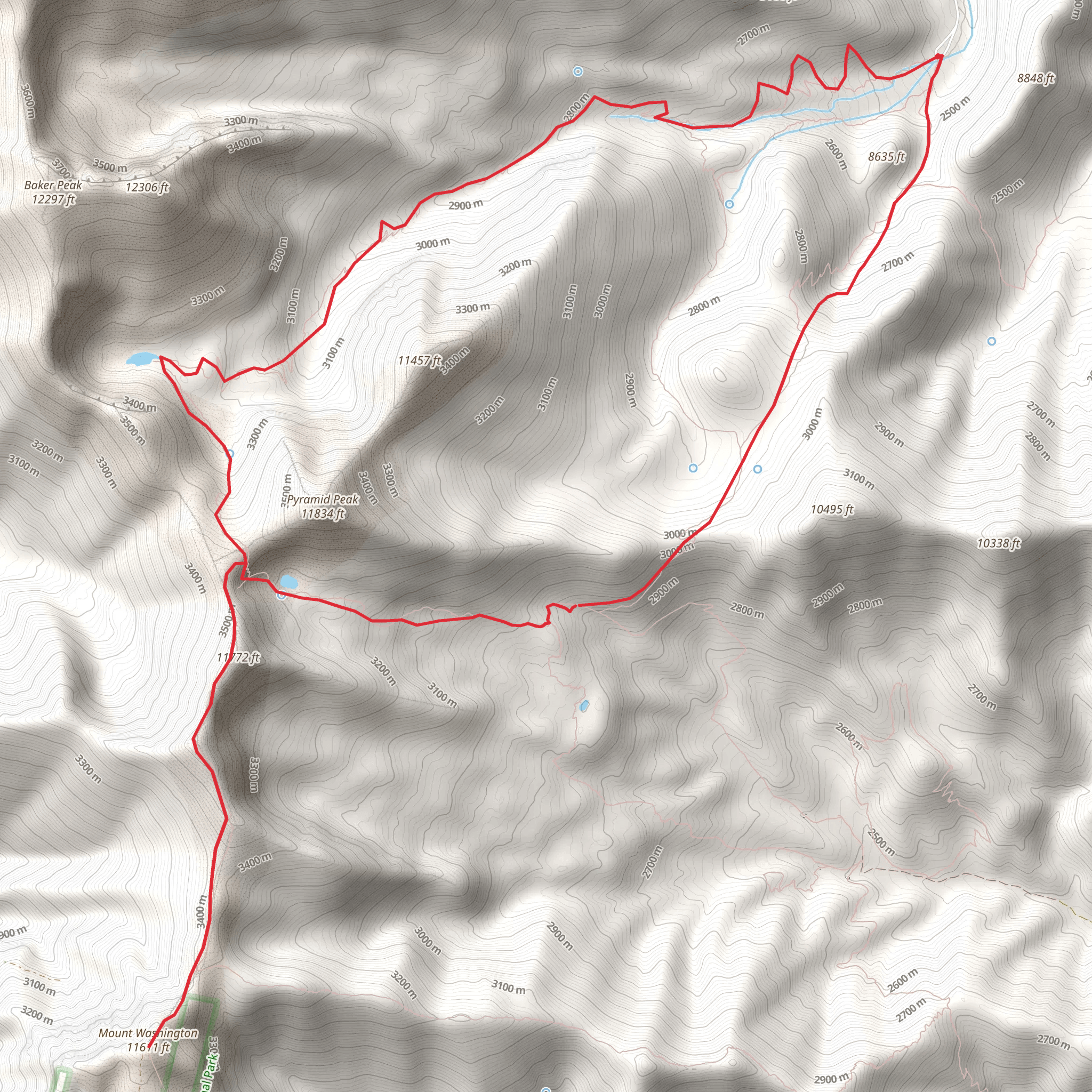 Baker and Johnson Lakes Trail mobile static map