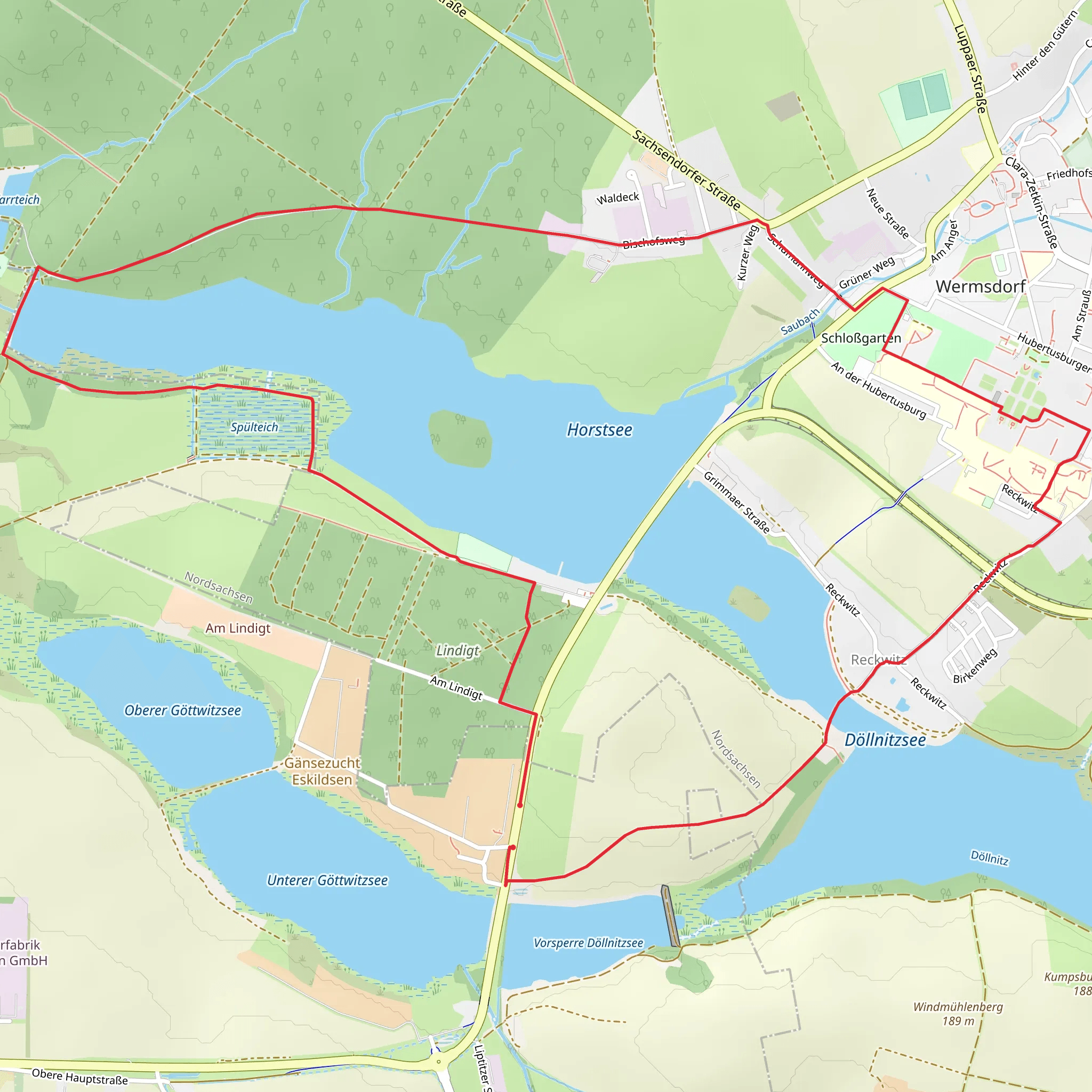 Saubach, Hubertusburg and Döllnitzsee Loop via Historische Rodaer Runde mobile static map