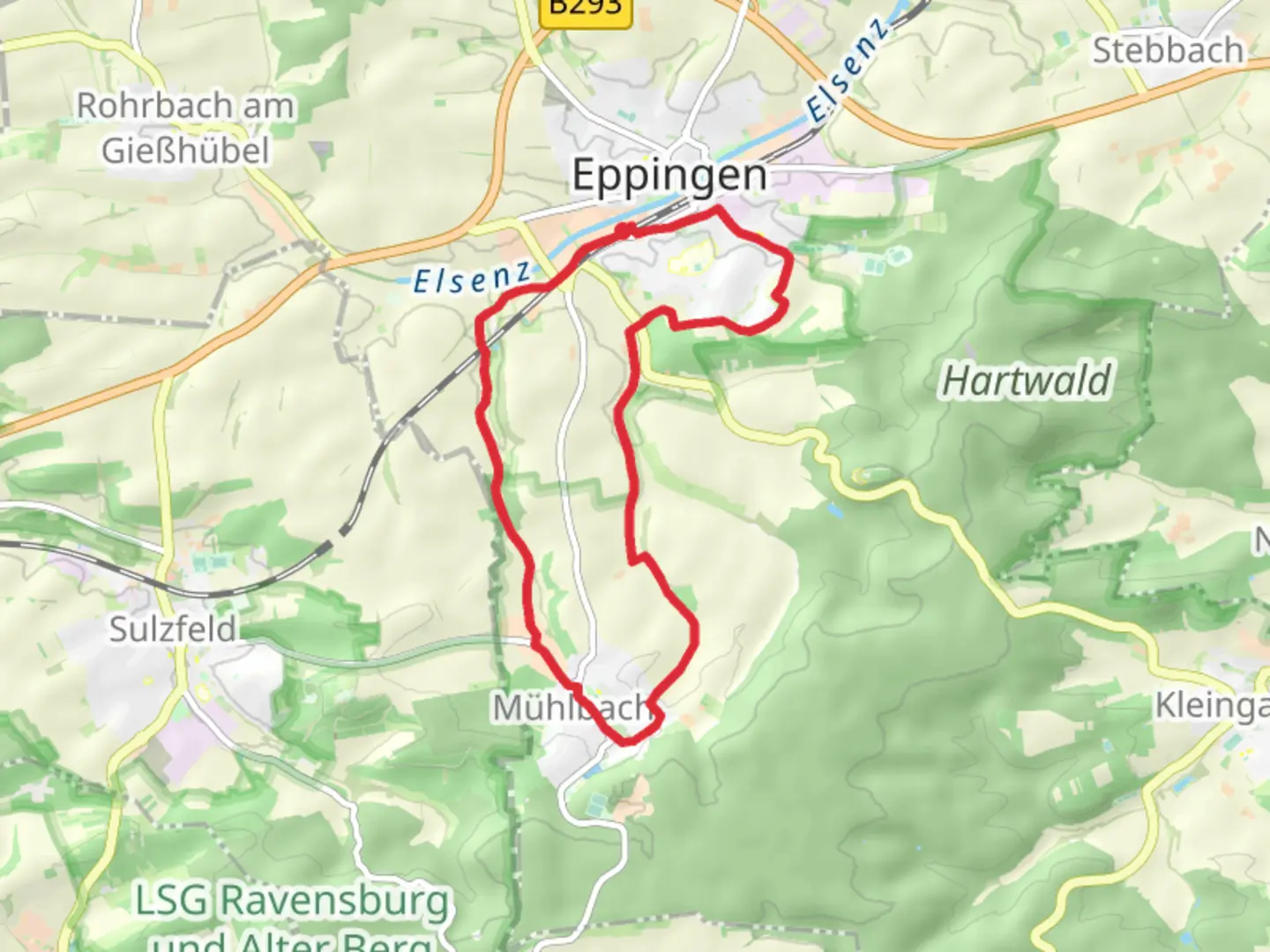An image depicting the trail Eppingen West Loop and its surrounding area.