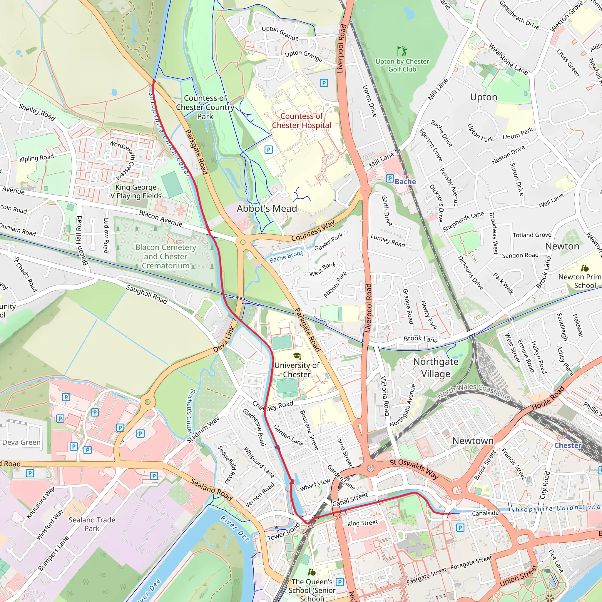 Shropshire Union Canal via Canalside Trail mobile static map