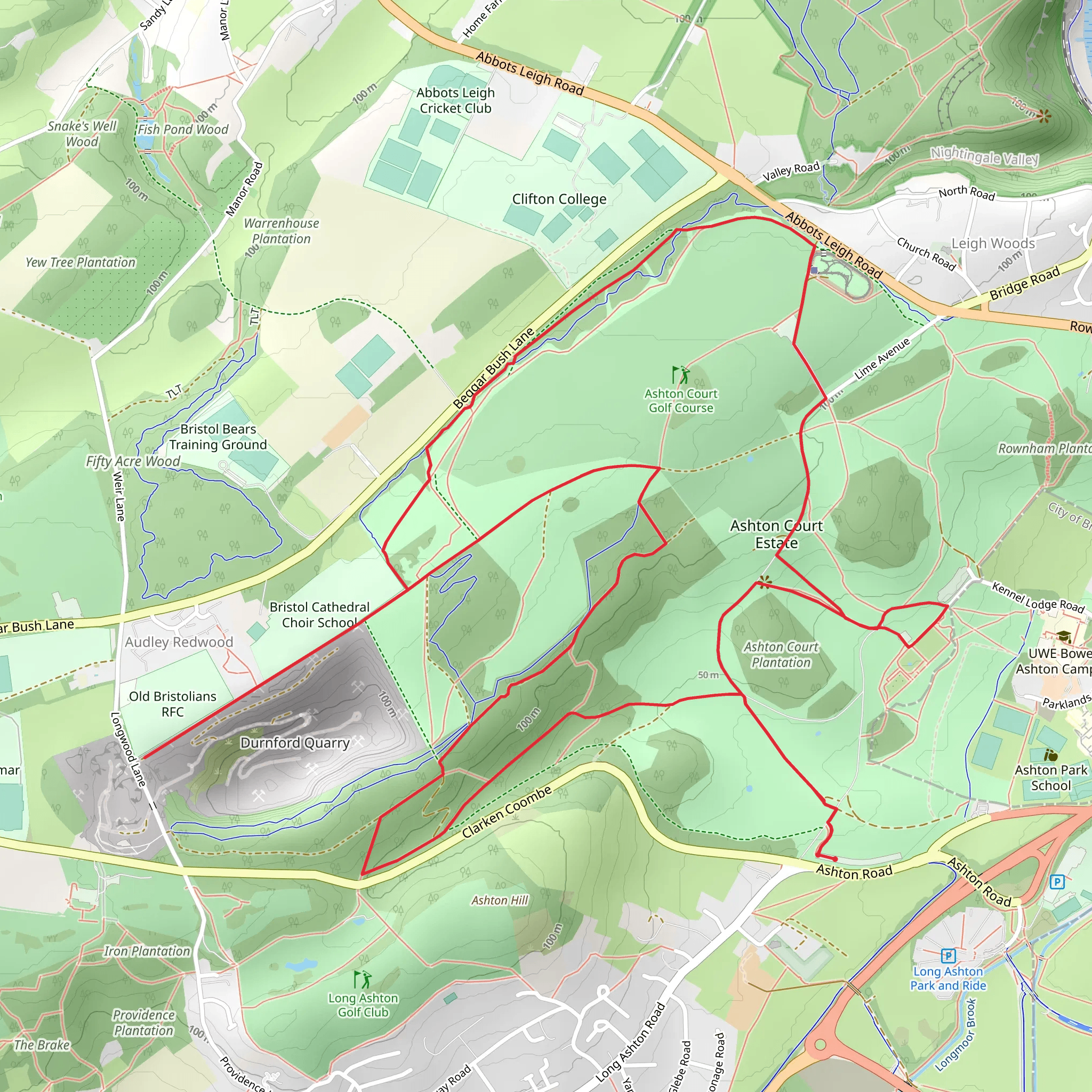 Ashton Court Estate Circular Walk mobile static map