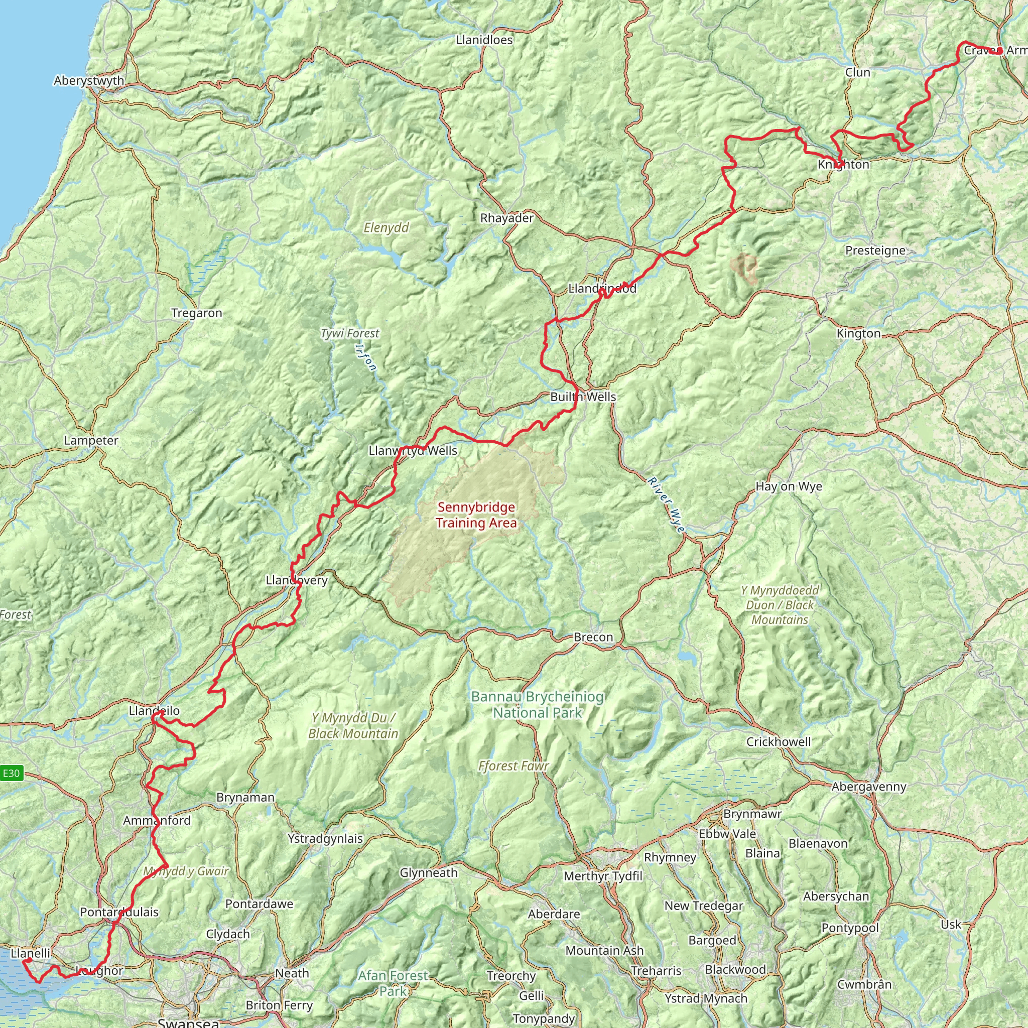 Heart of Wales Line Trail mobile static map